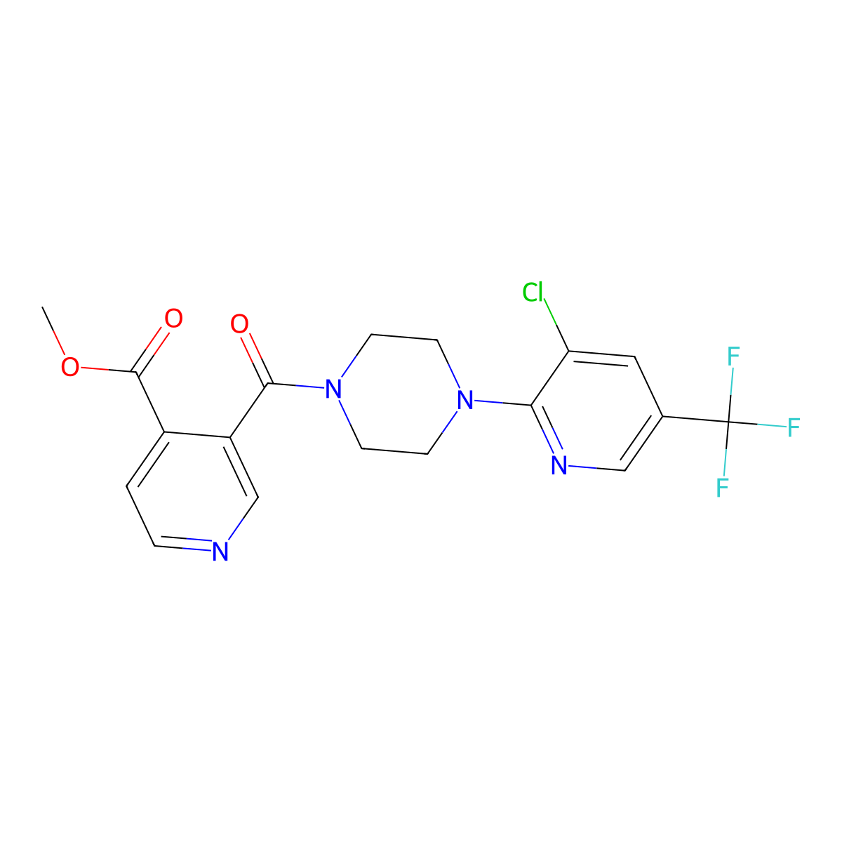 Methyl 3-({4-[3-chloro-5-(trifluoromethyl)-2-pyridinyl]piperazino}carbonyl)isonicotinate molecular structure, CAS 339101-57-4
