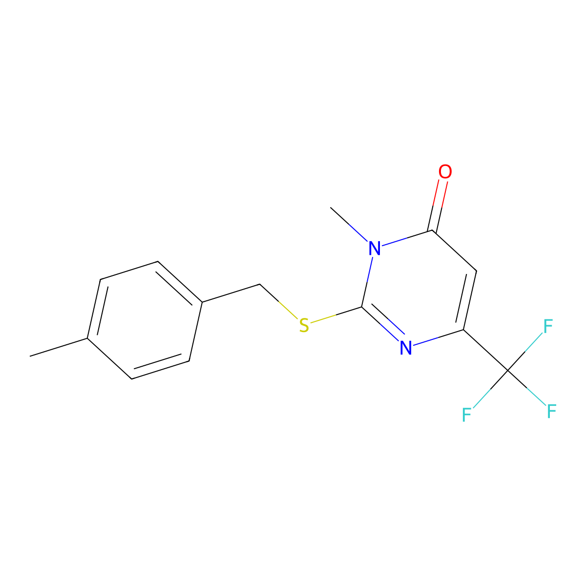 3-Methyl-2-((4-methylbenzyl)sulfanyl)-6-(trifluoromethyl)-4(3H)-pyrimidinone molecular structure, CAS 339101-58-5
