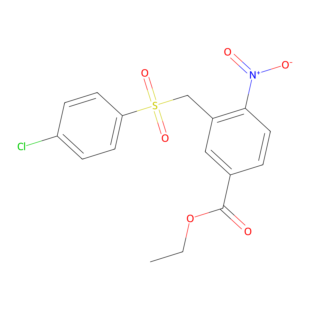 Ethyl 3-{[(4-chlorophenyl)sulfonyl]methyl}-4-nitrobenzenecarboxylate molecular structure, CAS 339101-60-9