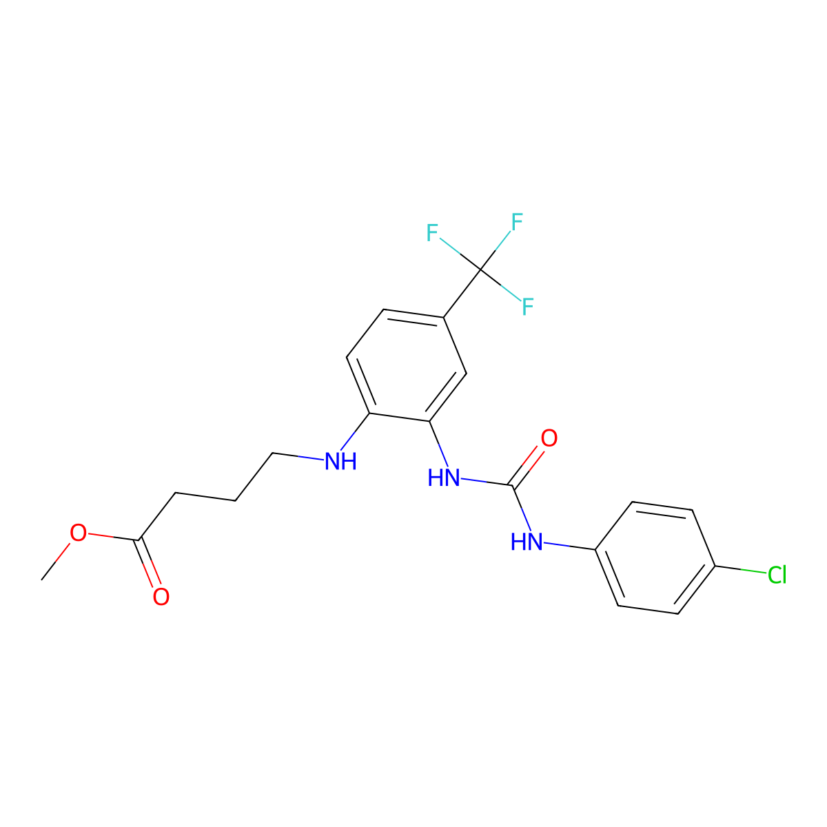 Methyl 4-[2-{[(4-chloroanilino)carbonyl]amino}-4-(trifluoromethyl)anilino]butanoate molecular structure, CAS 339101-65-4