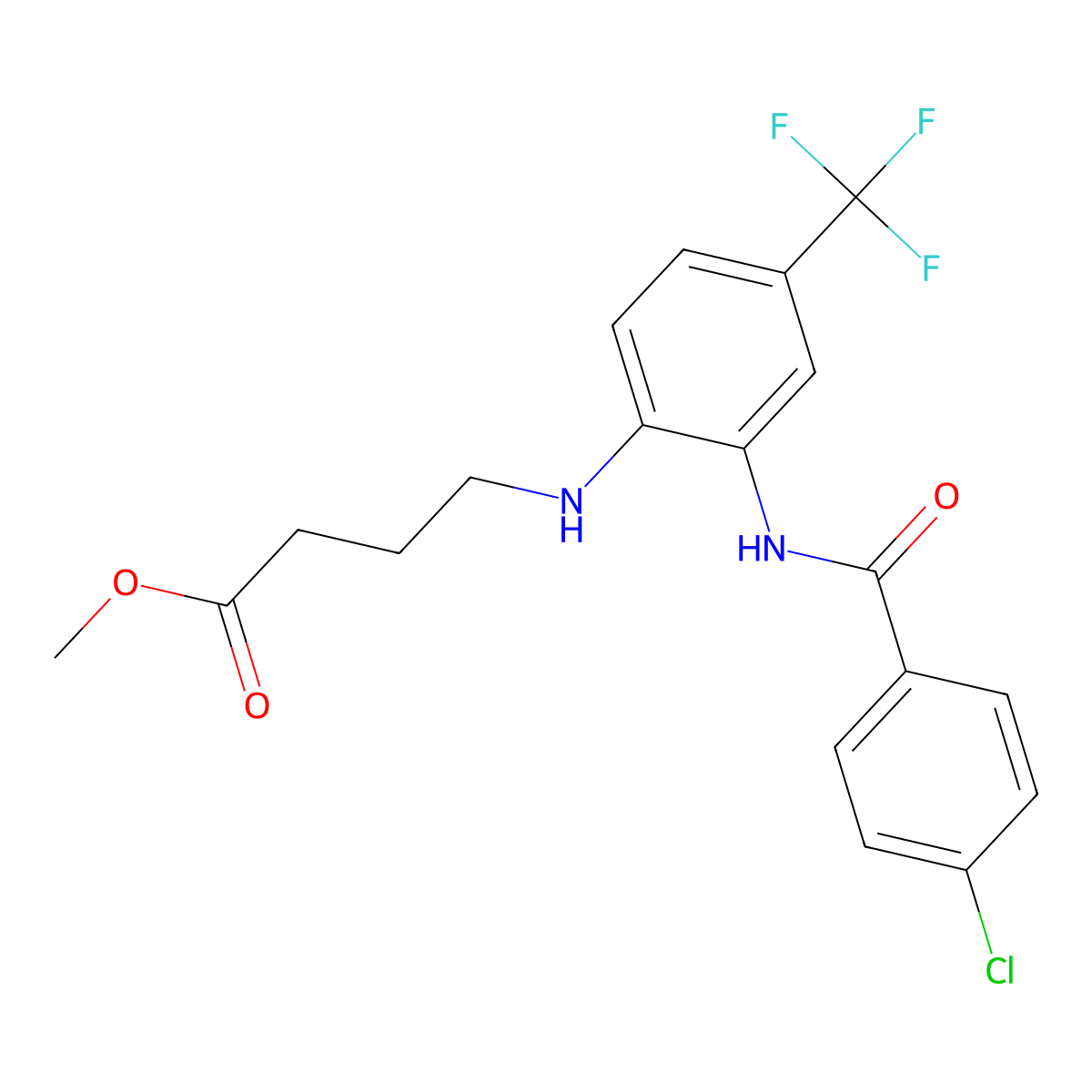 Methyl 4-[2-[(4-chlorobenzoyl)amino]-4-(trifluoromethyl)anilino]butanoate molecular structure, CAS 339101-69-8