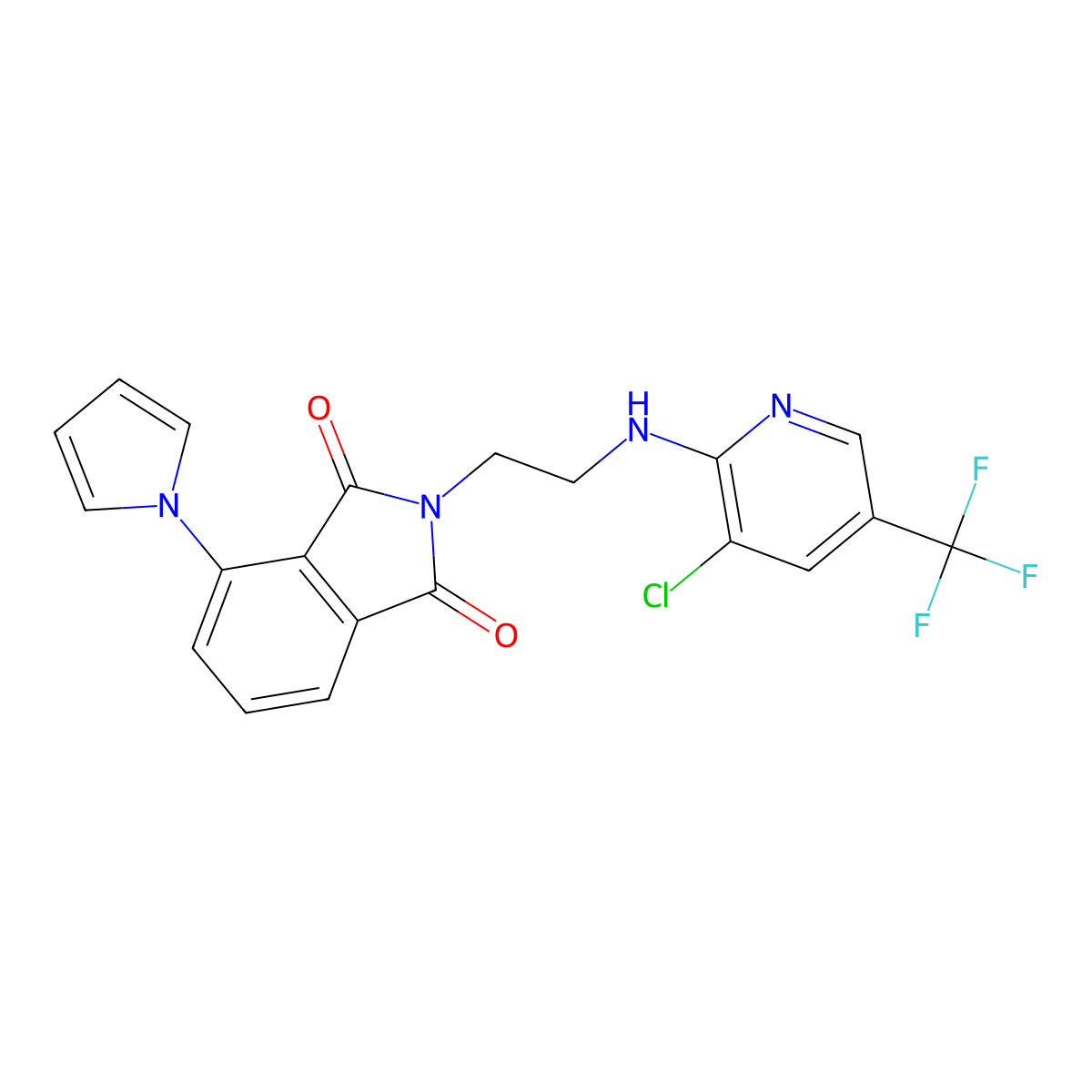 2-[2-[[3-Chloro-5-(trifluoromethyl)pyridin-2-yl]amino]ethyl]-4-pyrrol-1-ylisoindole-1,3-dione molecular structure, CAS 339101-76-7