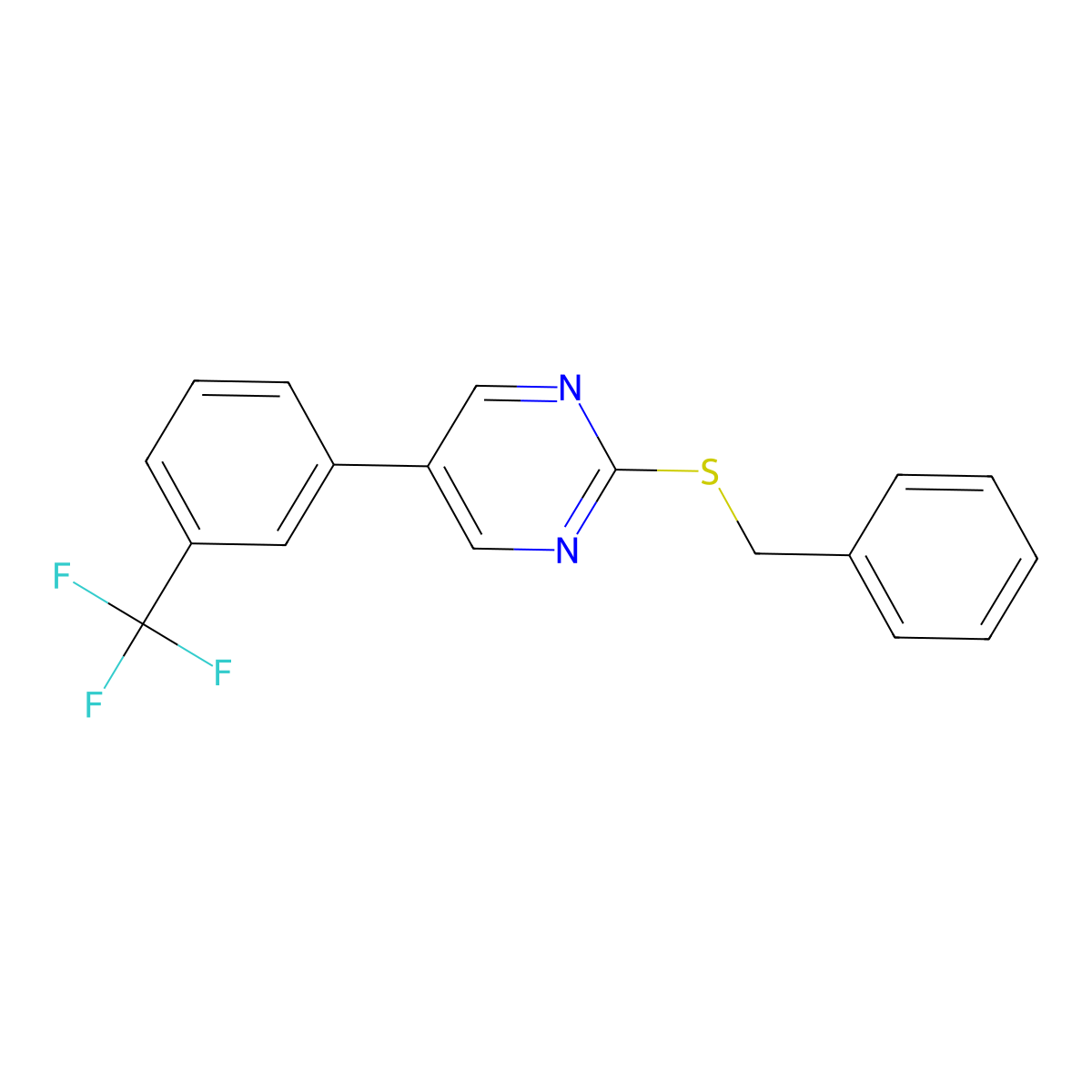 2-(Benzylsulfanyl)-5-[3-(trifluoromethyl)phenyl]pyrimidine molecular structure, CAS 339101-81-4