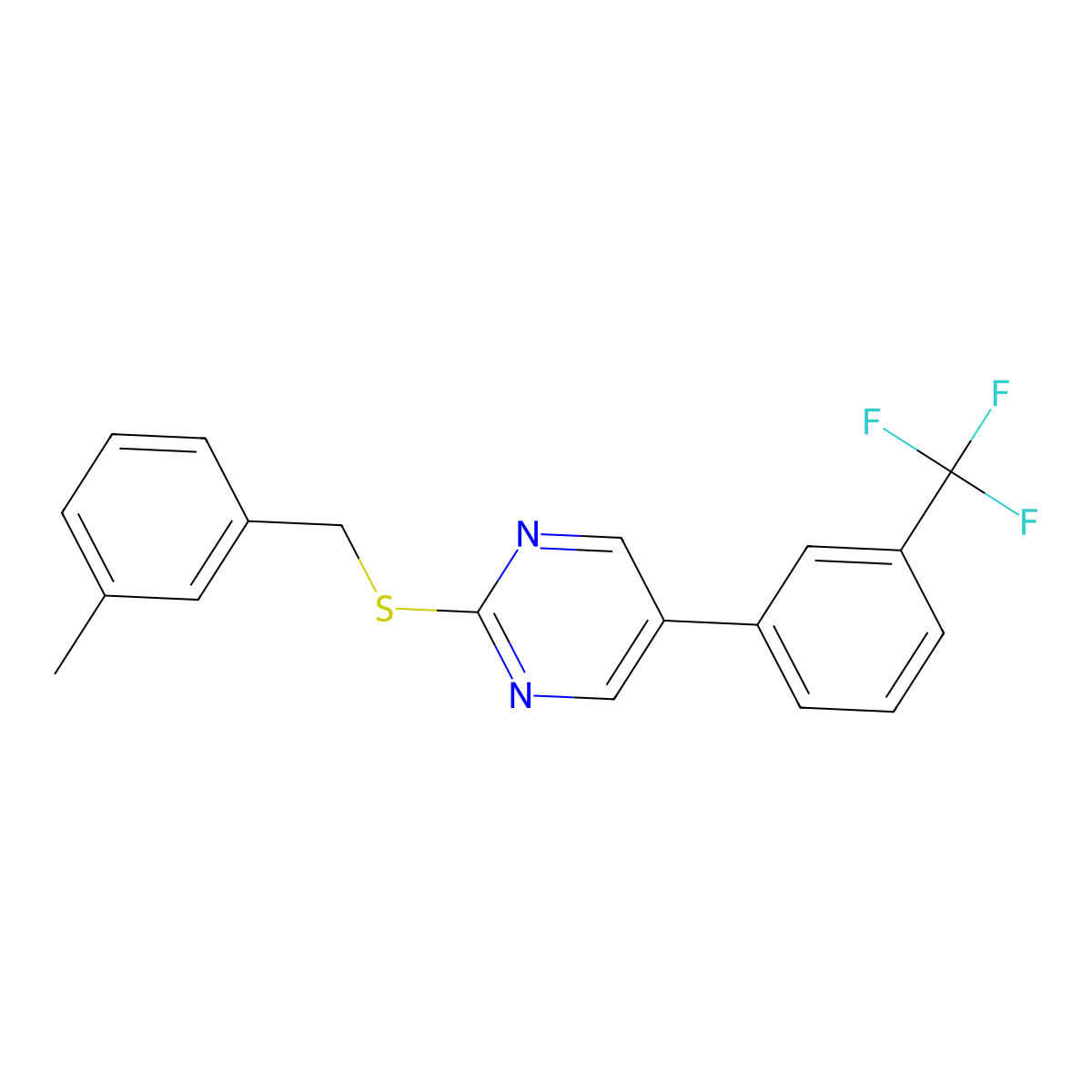 3-Methylbenzyl 5-[3-(trifluoromethyl)phenyl]-2-pyrimidinyl sulfide molecular structure, CAS 339101-83-6