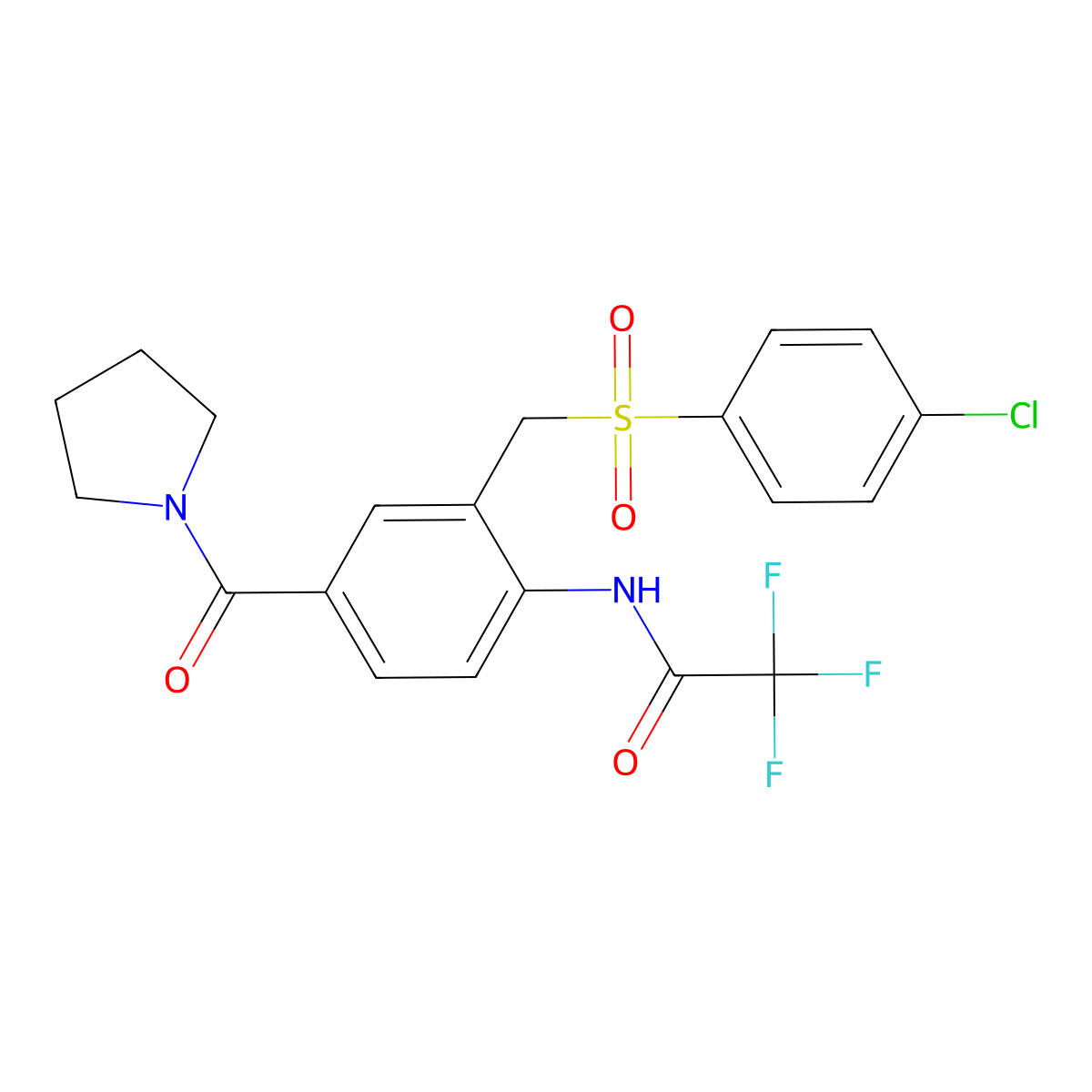 N-[2-{[(4-chlorophenyl)sulfonyl]methyl}-4-(1-pyrrolidinylcarbonyl)phenyl]-2,2,2-trifluoroacetamide molecular structure, CAS 339101-84-7