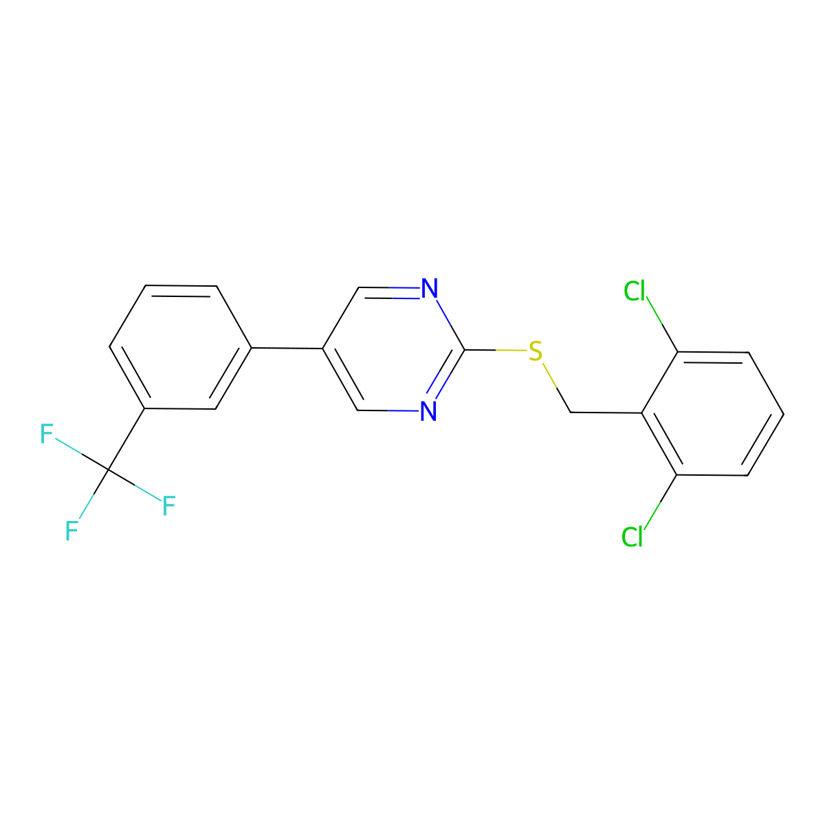2,6-Dichlorobenzyl 5-(3-(trifluoromethyl)phenyl)-2-pyrimidinyl sulfide molecular structure, CAS 339101-85-8