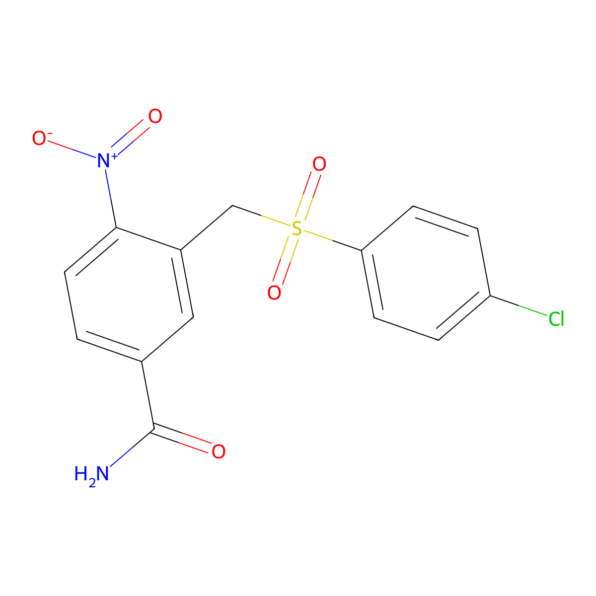 3-{[(4-Chlorophenyl)sulfonyl]methyl}-4-nitrobenzenecarboxamide molecular structure, CAS 339101-86-9