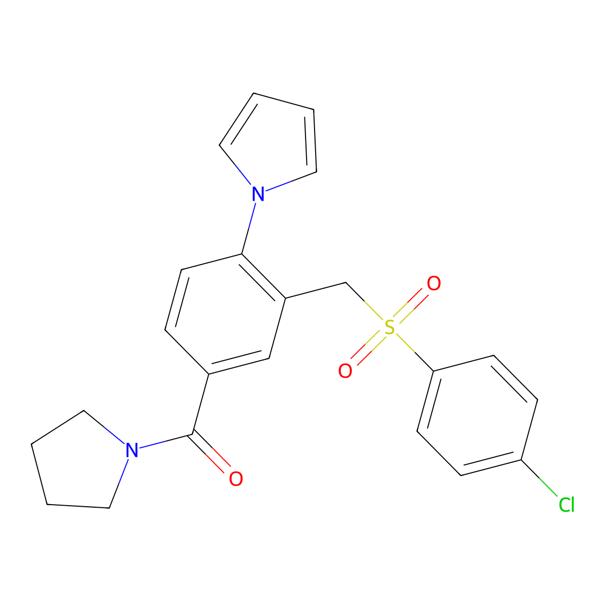 [3-{[(4-chlorophenyl)sulfonyl]methyl}-4-(1H-pyrrol-1-yl)phenyl](1-pyrrolidinyl)methanone molecular structure, CAS 339101-88-1