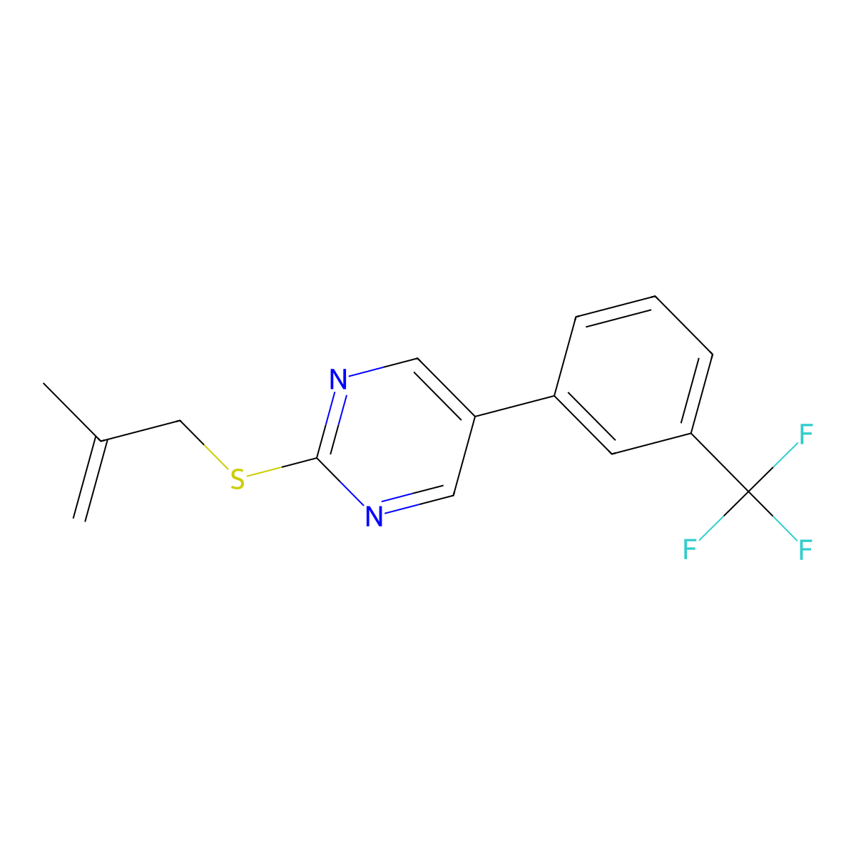 2-[(2-Methyl-2-propenyl)sulfanyl]-5-[3-(trifluoromethyl)phenyl]pyrimidine molecular structure, CAS 339101-91-6