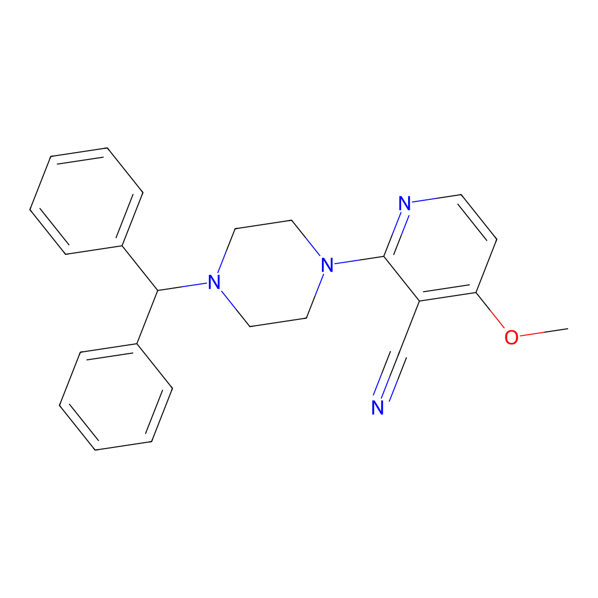 2-(4-Benzhydrylpiperazino)-4-methoxynicotinonitrile molecular structure, CAS 339102-04-4