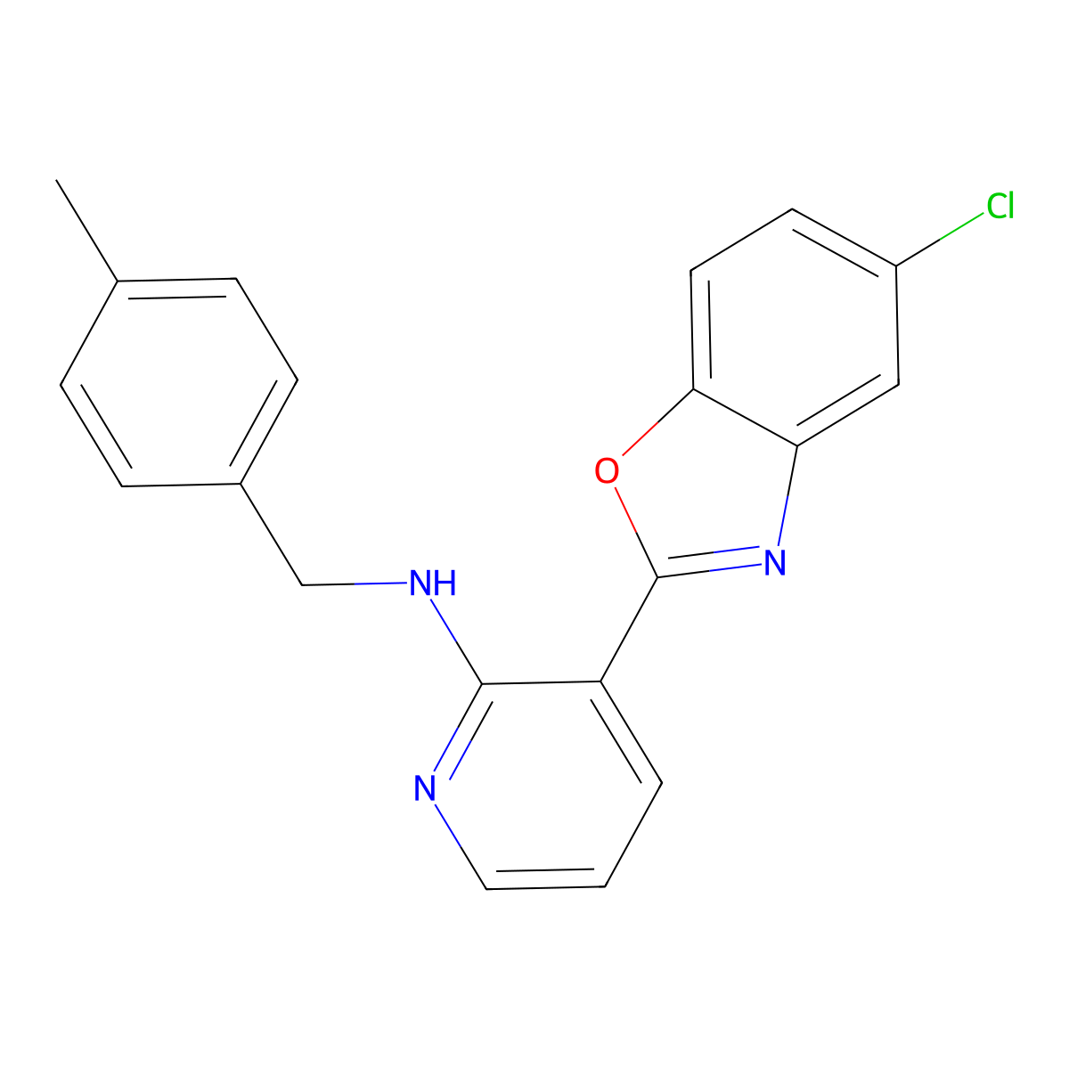 3-(5-chloro-1,3-benzoxazol-2-yl)-N-[(4-methylphenyl)methyl]pyridin-2-amine molecular structure, CAS 339102-09-9