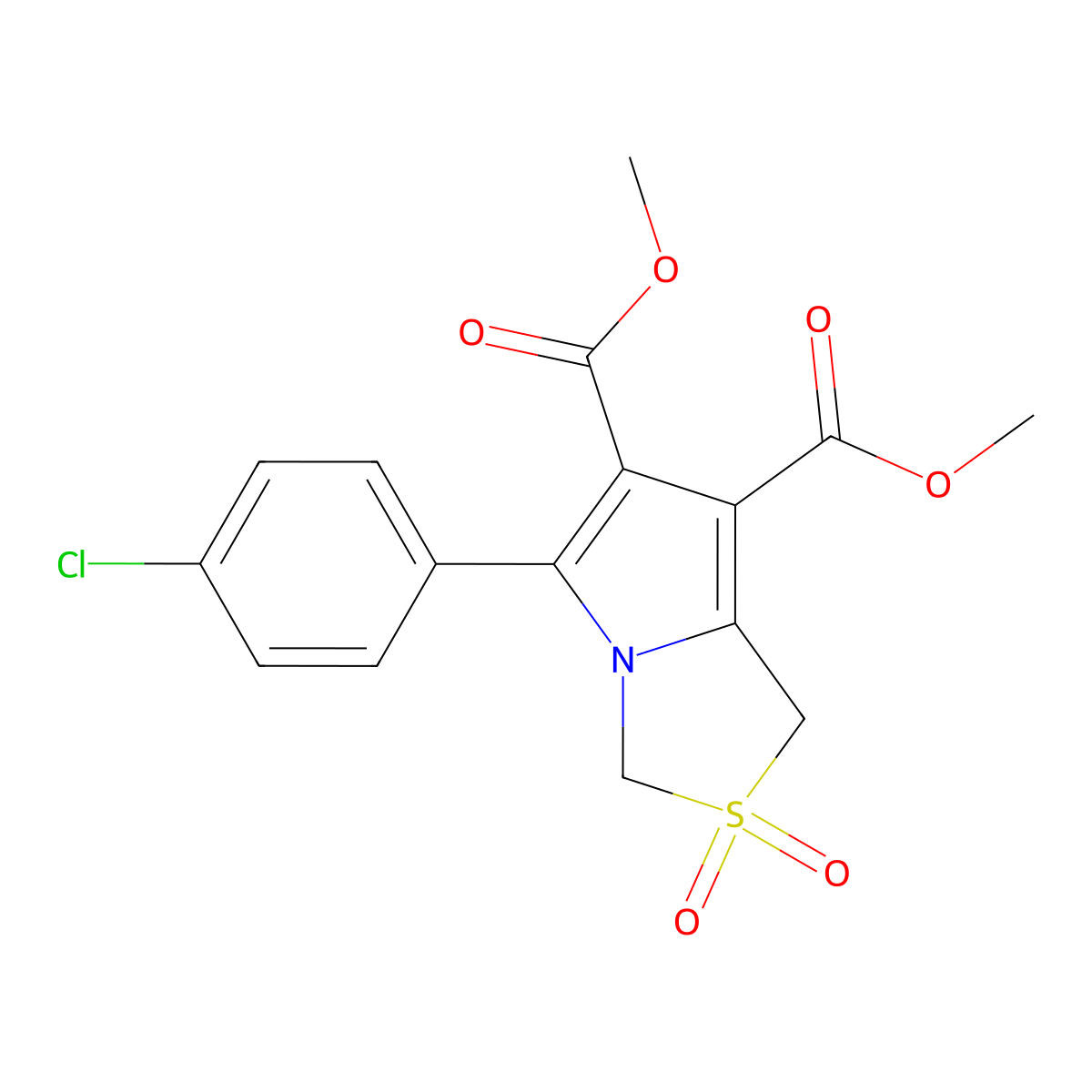 dimethyl 5-(4-chlorophenyl)-2,2-dioxo-2,3-dihydro-1H-2lambda~6~-pyrrolo[1,2-c][1,3]thiazole-6,7-dicarboxylate molecular structure, CAS 339102-19-1