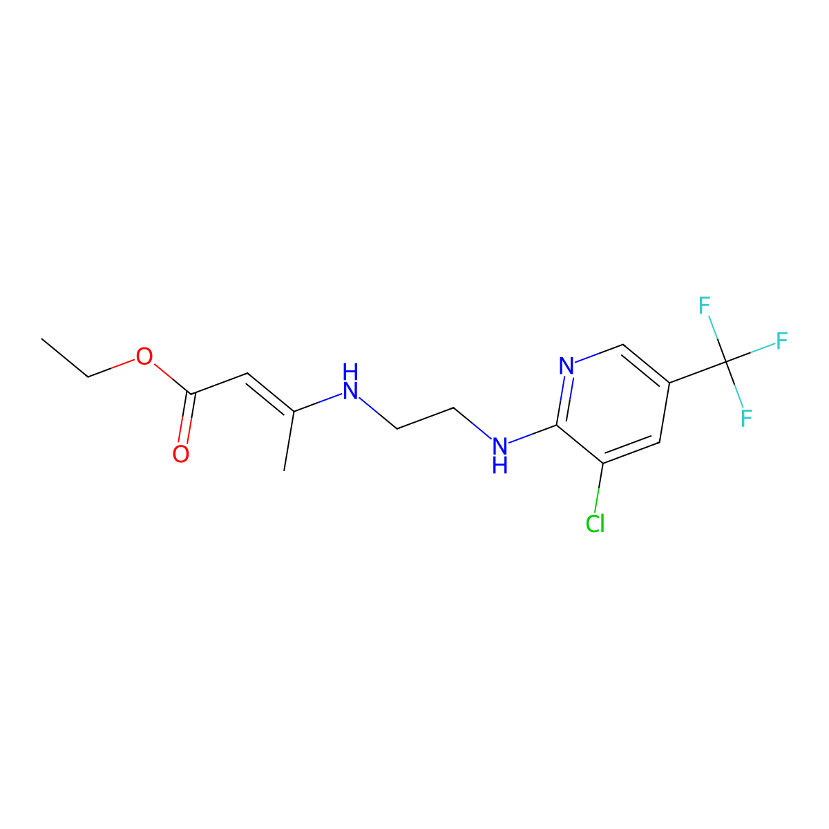 Ethyl 3-[(2-{[3-chloro-5-(trifluoromethyl)-2-pyridinyl]amino}ethyl)amino]-2-butenoate molecular structure, CAS 339102-28-2