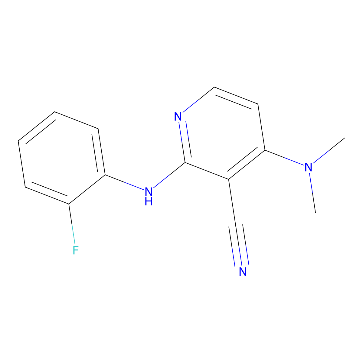 4-(Dimethylamino)-2-(2-fluoroanilino)nicotinonitrile molecular structure, CAS 339102-33-9