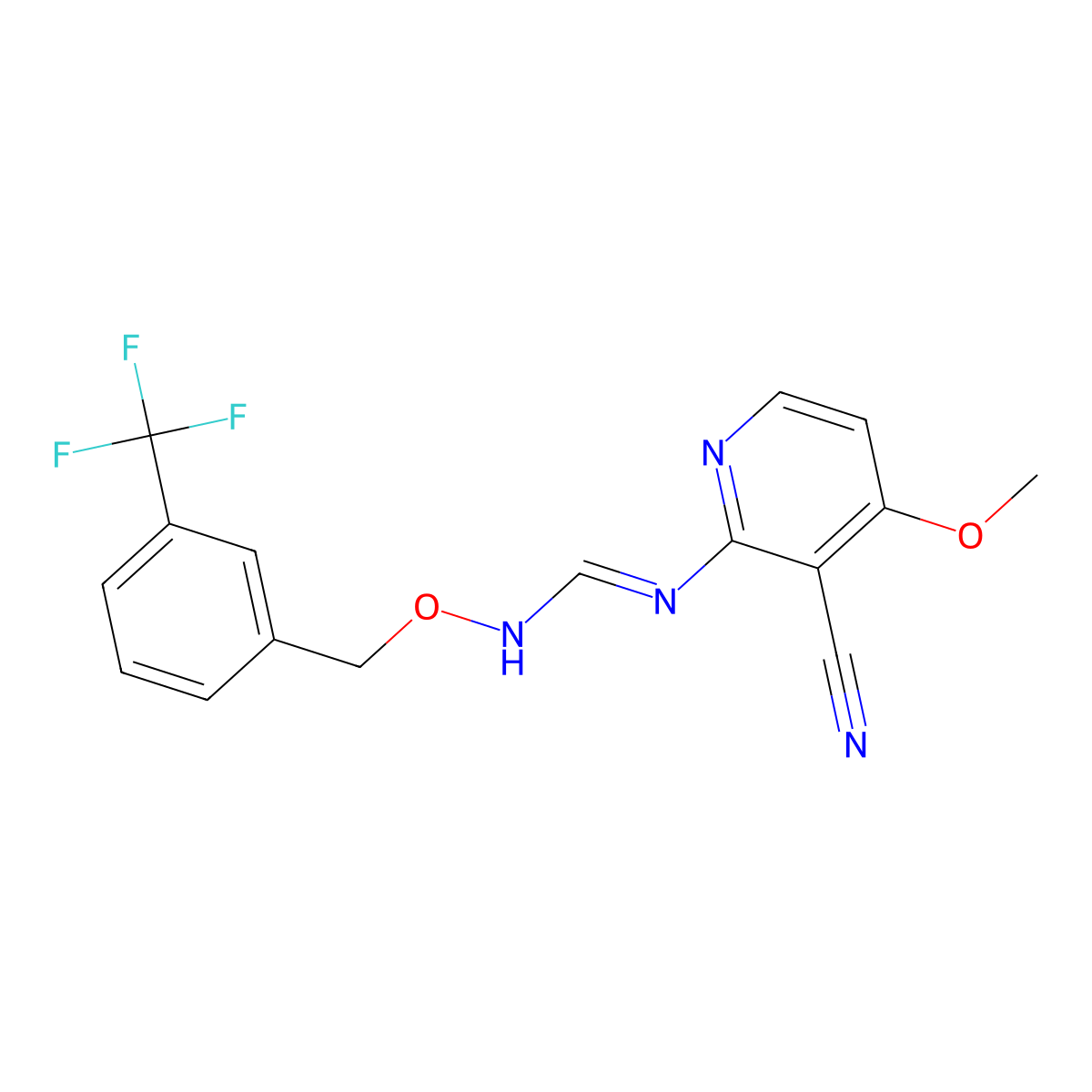 N-(3-cyano-4-methoxy-2-pyridinyl)-N'-{[3-(trifluoromethyl)benzyl]oxy}iminoformamide molecular structure, CAS 339102-43-1