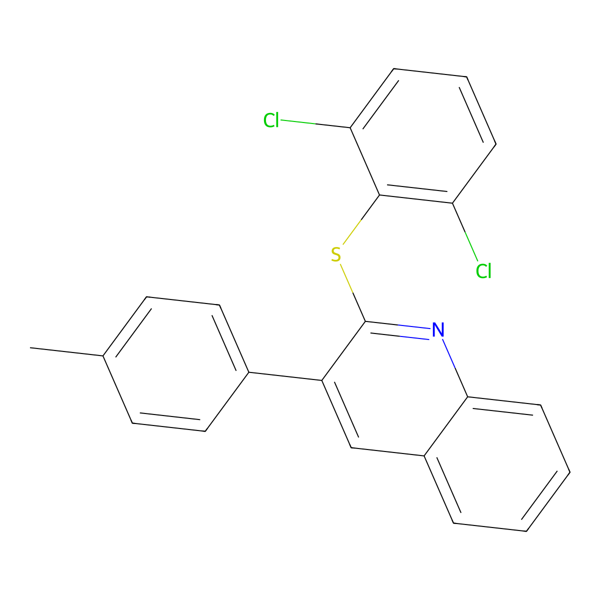 2-[(2,6-Dichlorophenyl)sulfanyl]-3-(4-methylphenyl)quinoline molecular structure, CAS 339102-44-2