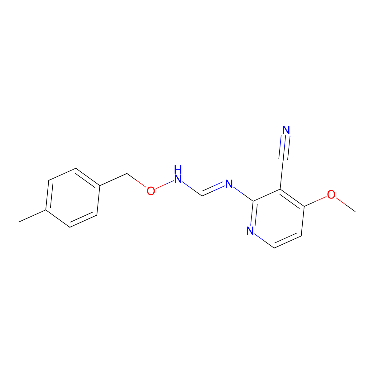 N-(3-cyano-4-methoxy-2-pyridinyl)-N'-[(4-methylbenzyl)oxy]iminoformamide molecular structure, CAS 339102-45-3