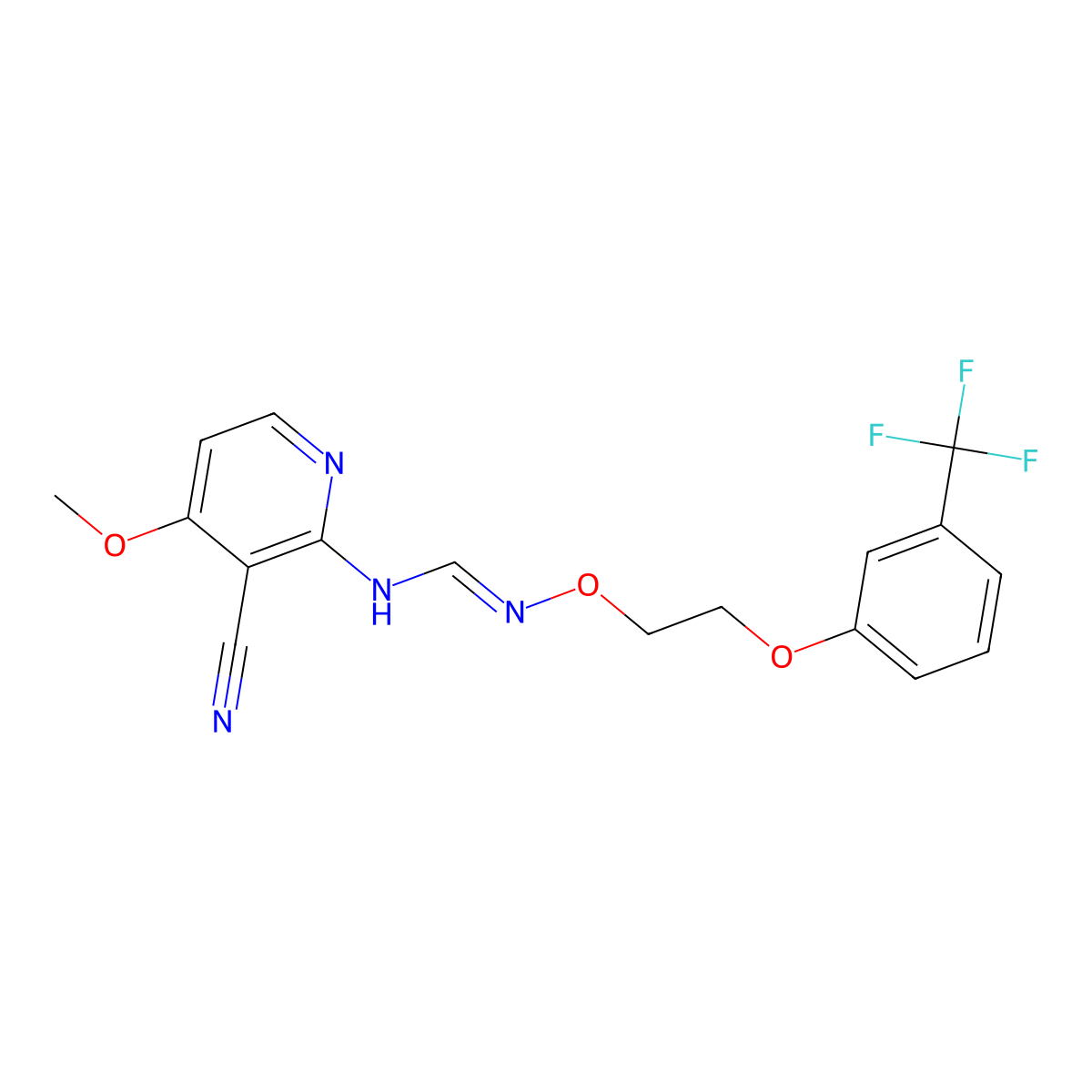 N-(3-cyano-4-methoxy-2-pyridinyl)-N'-{2-[3-(trifluoromethyl)phenoxy]ethoxy}iminoformamide molecular structure, CAS 339102-47-5