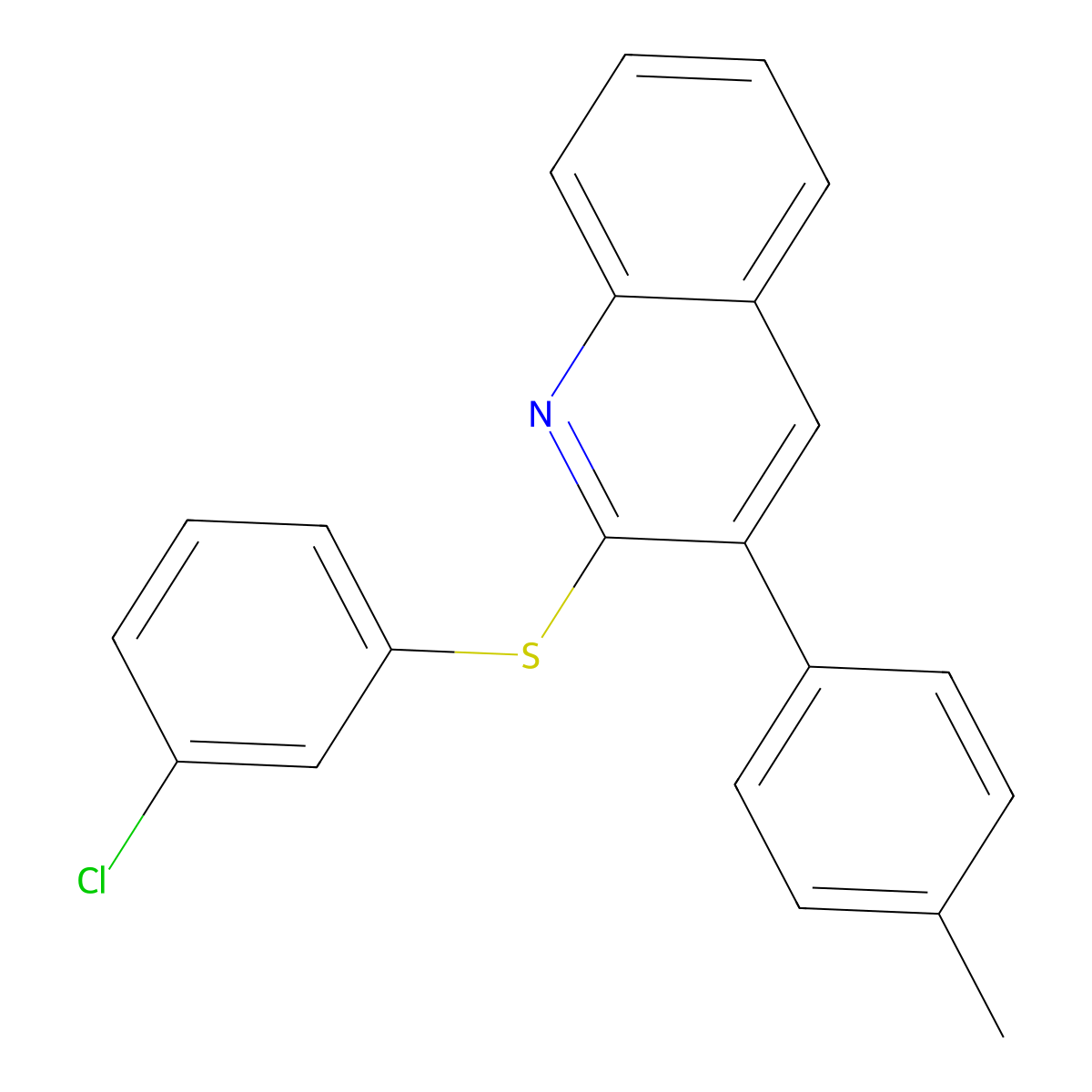 3-Chlorophenyl 3-(4-methylphenyl)-2-quinolinyl sulfide molecular structure, CAS 339102-50-0