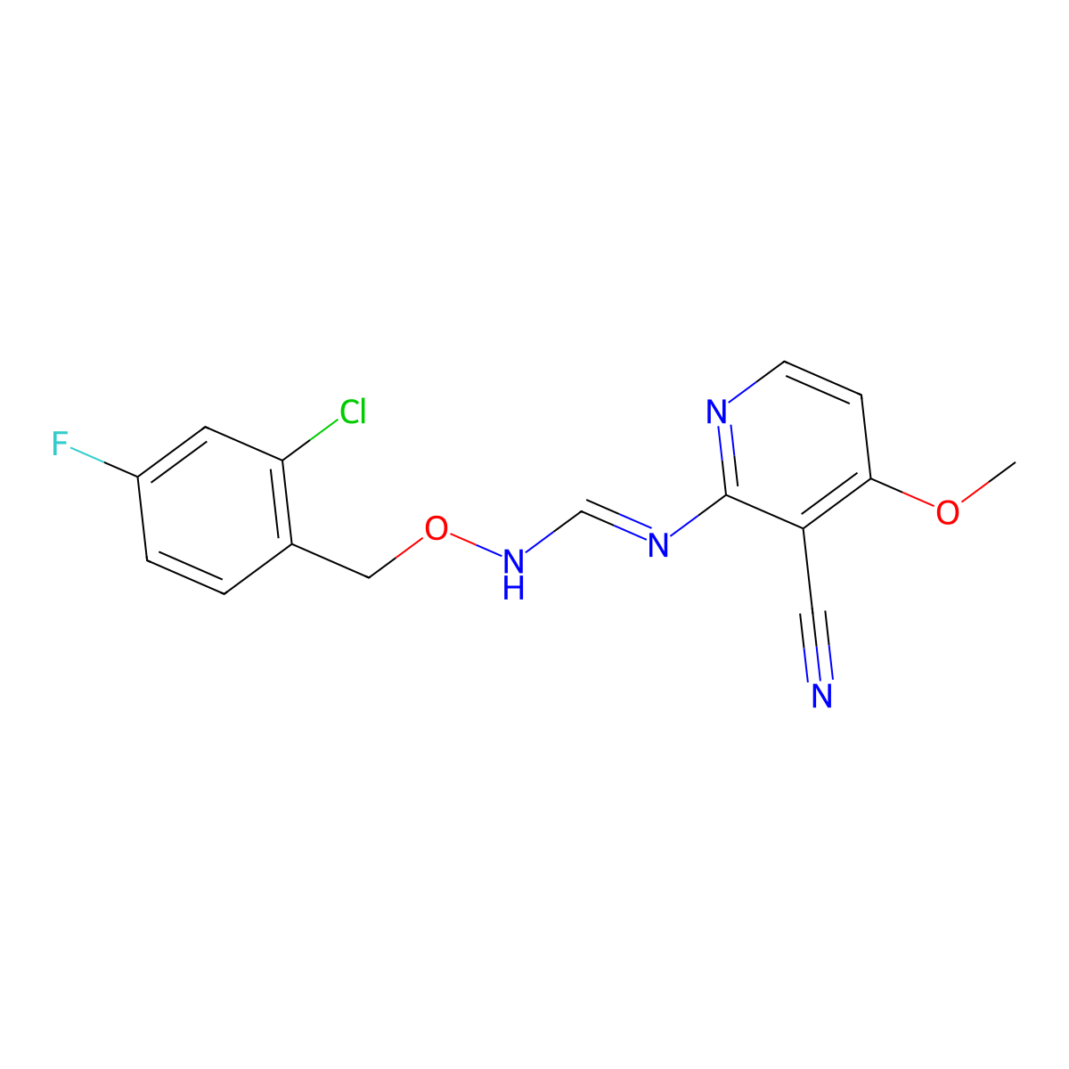 N-[(2-chloro-4-fluorophenyl)methoxy]-N'-(3-cyano-4-methoxypyridin-2-yl)methanimidamide molecular structure, CAS 339102-55-5