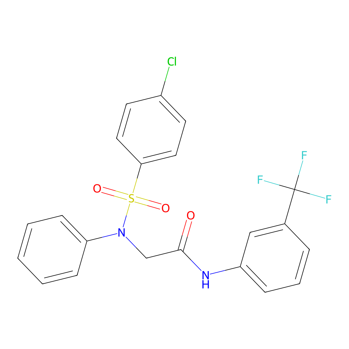 2-{[(4-chlorophenyl)sulfonyl]anilino}-N-[3-(trifluoromethyl)phenyl]acetamide molecular structure, CAS 339102-58-8