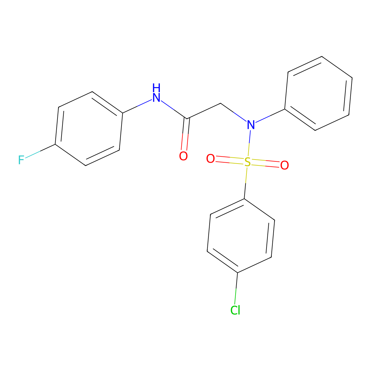 2-(N-(4-chlorophenyl)sulfonylanilino)-N-(4-fluorophenyl)acetamide molecular structure, CAS 339102-60-2