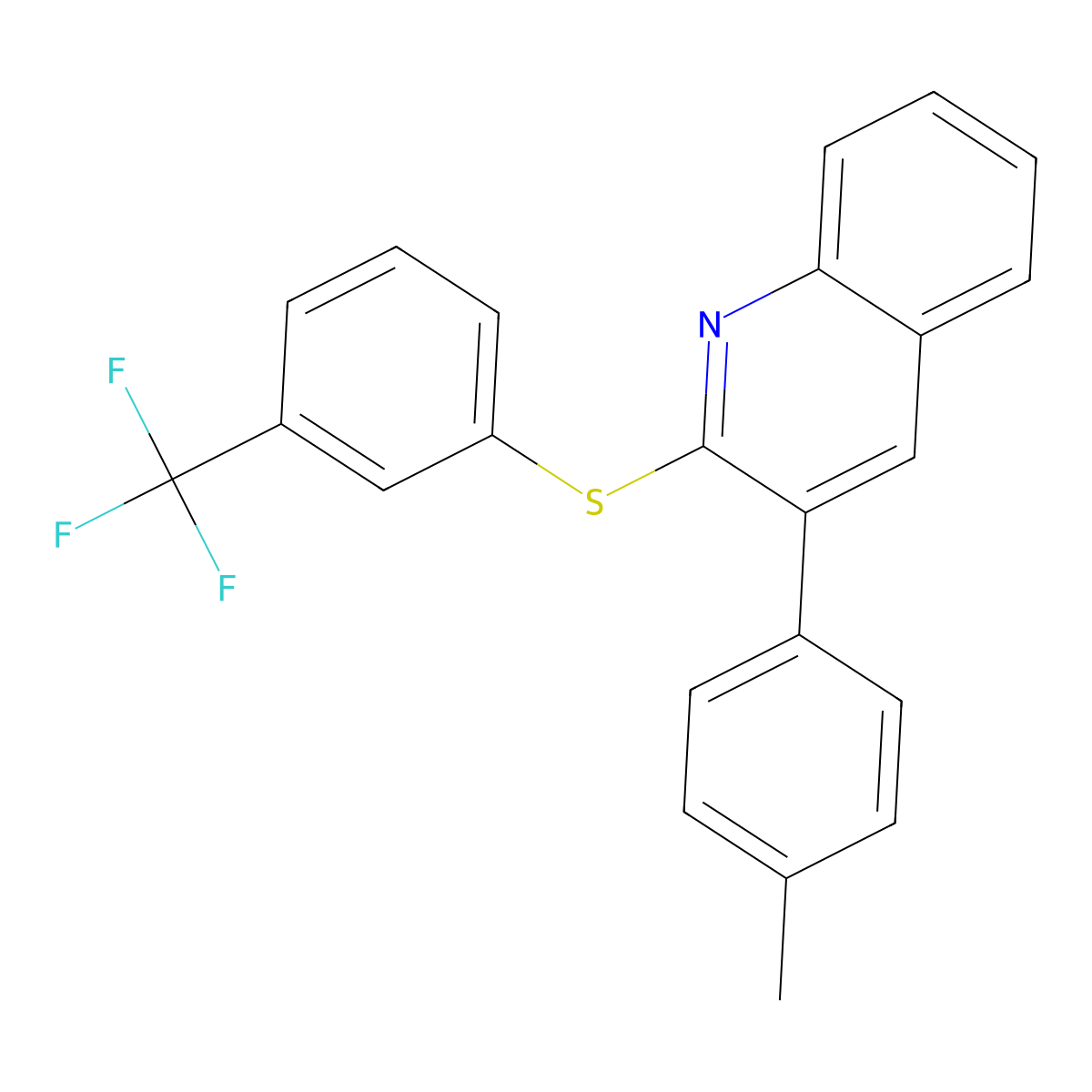 3-(4-Methylphenyl)-2-{[3-(trifluoromethyl)phenyl]sulfanyl}quinoline molecular structure, CAS 339102-64-6