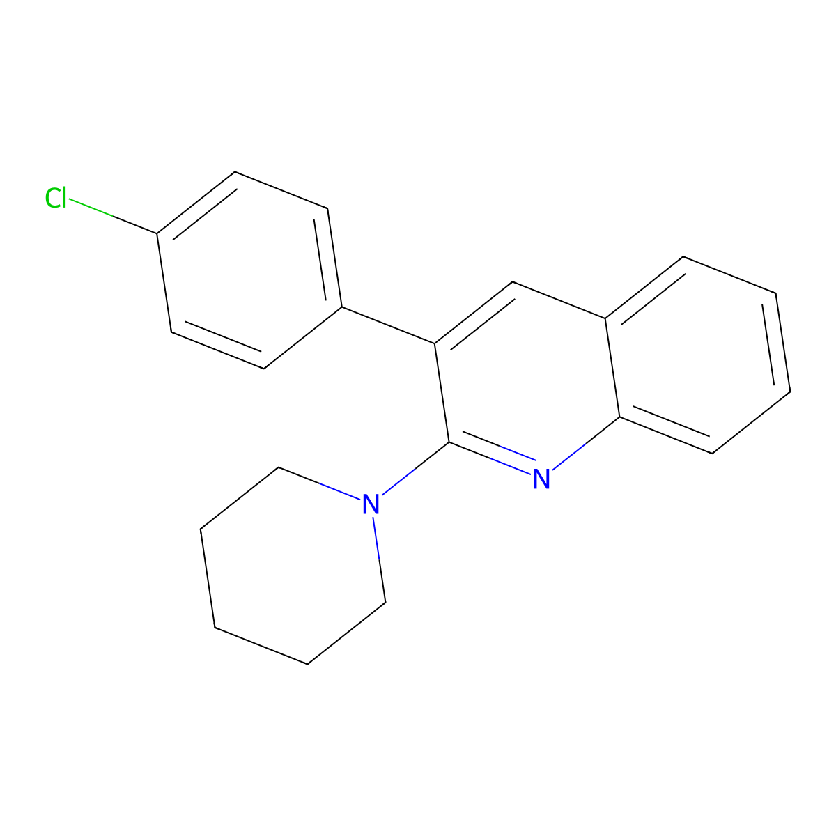 3-(4-Chlorophenyl)-2-(piperidin-1-yl)quinoline molecular structure, CAS 339102-66-8