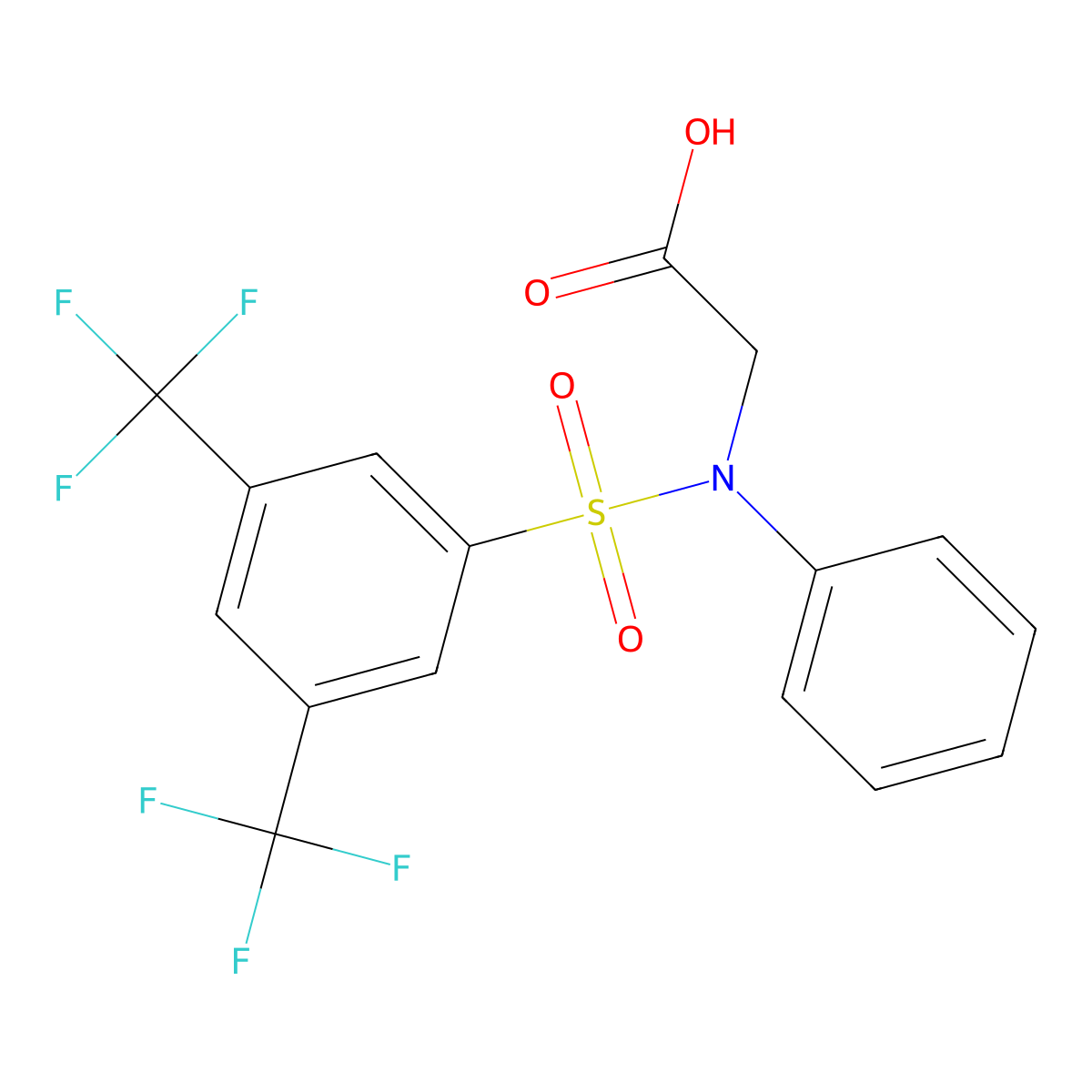 2-({[3,5-Bis(trifluoromethyl)phenyl]sulfonyl}anilino)acetic acid molecular structure, CAS 339102-70-4