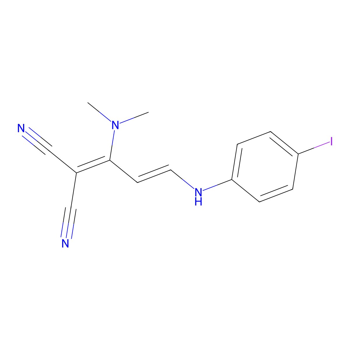 2-[1-(Dimethylamino)-3-(4-iodoanilino)-2-propenylidene]malononitrile molecular structure, CAS 339102-75-9
