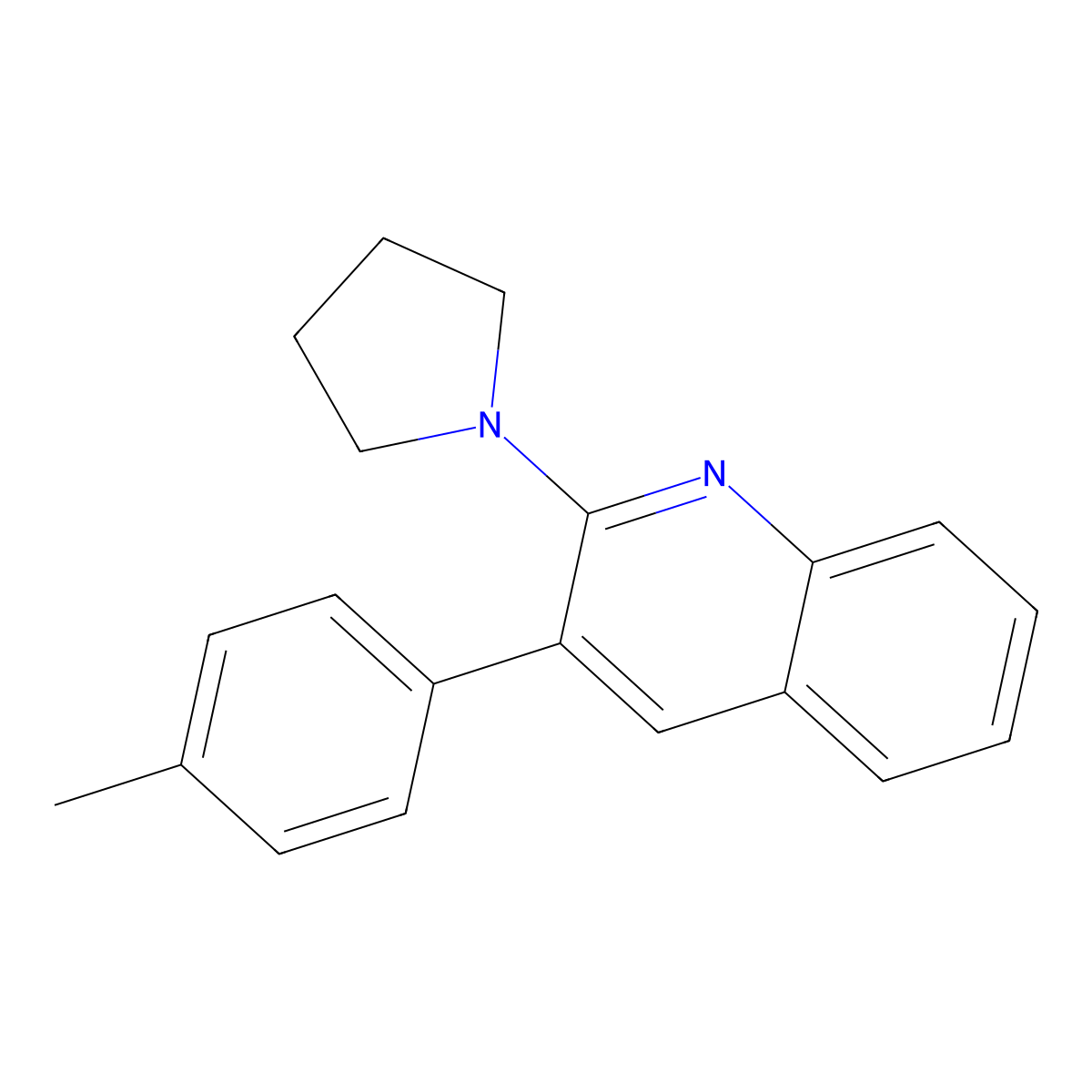 3-(4-Methylphenyl)-2-(pyrrolidin-1-yl)quinoline molecular structure, CAS 339102-78-2