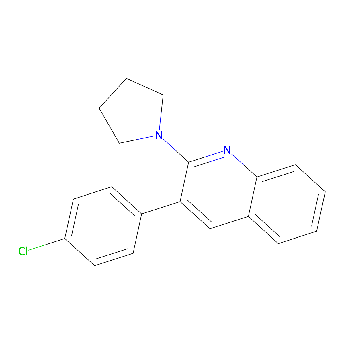 3-(4-Chlorophenyl)-2-(1-pyrrolidinyl)quinoline molecular structure, CAS 339102-80-6