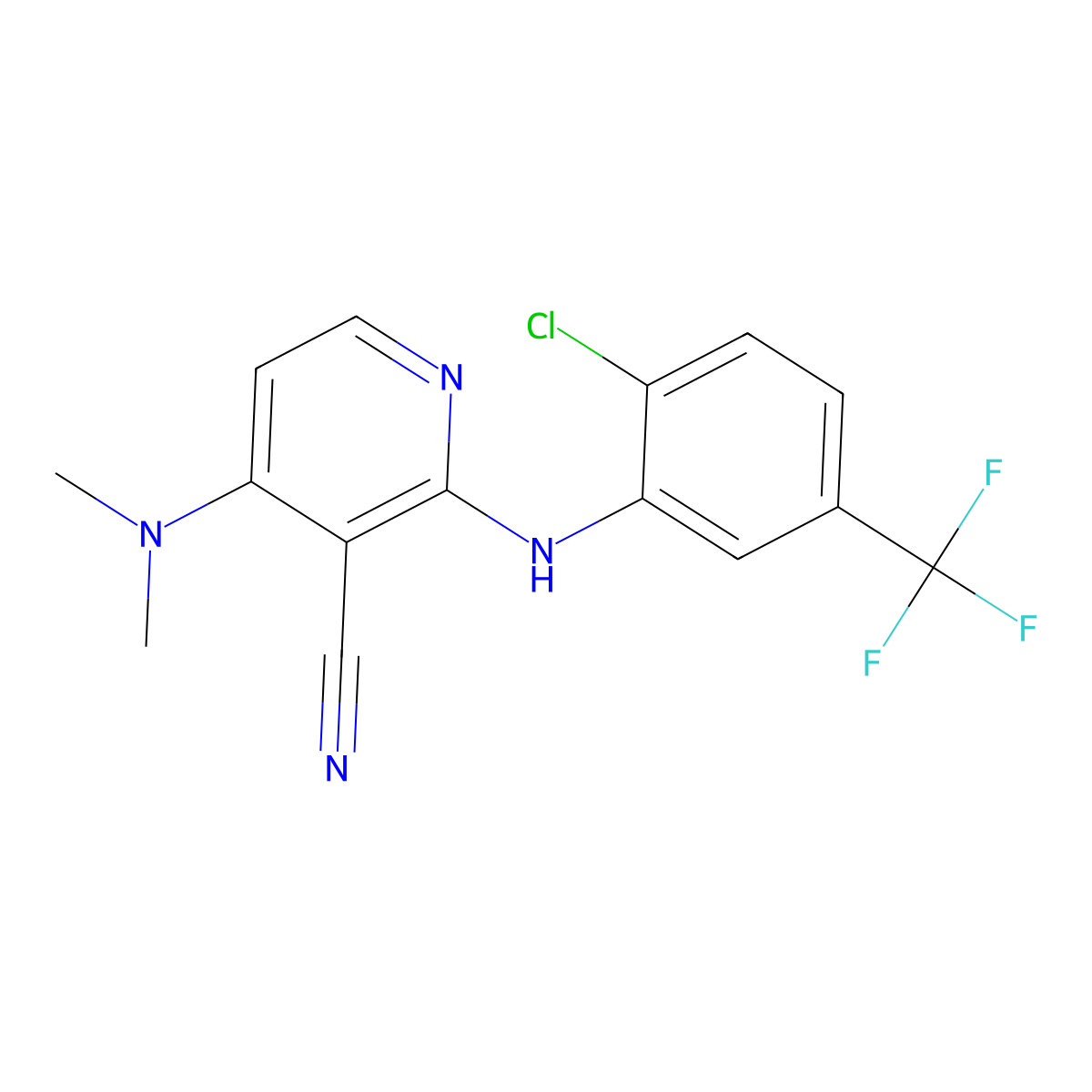 2-[2-Chloro-5-(trifluoromethyl)anilino]-4-(dimethylamino)nicotinonitrile molecular structure, CAS 339102-81-7