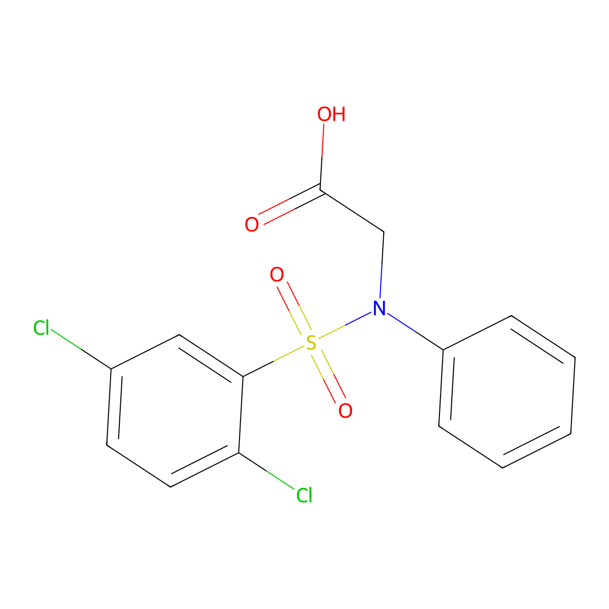 2-{[(2,5-Dichlorophenyl)sulfonyl]anilino}acetic acid molecular structure, CAS 339102-82-8