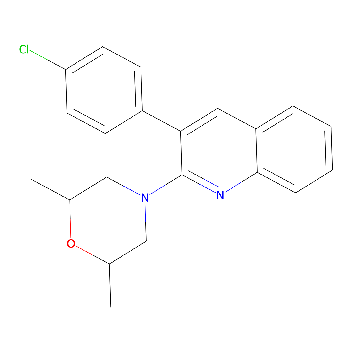 3-(4-Chlorophenyl)-2-(2,6-dimethylmorpholino)quinoline molecular structure, CAS 339102-86-2