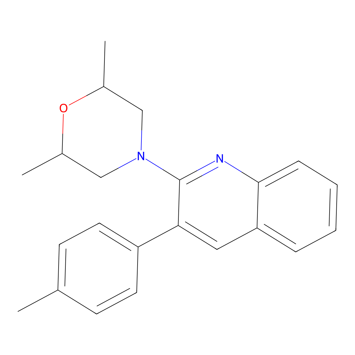 2-(2,6-Dimethylmorpholino)-3-(4-methylphenyl)quinoline molecular structure, CAS 339102-88-4