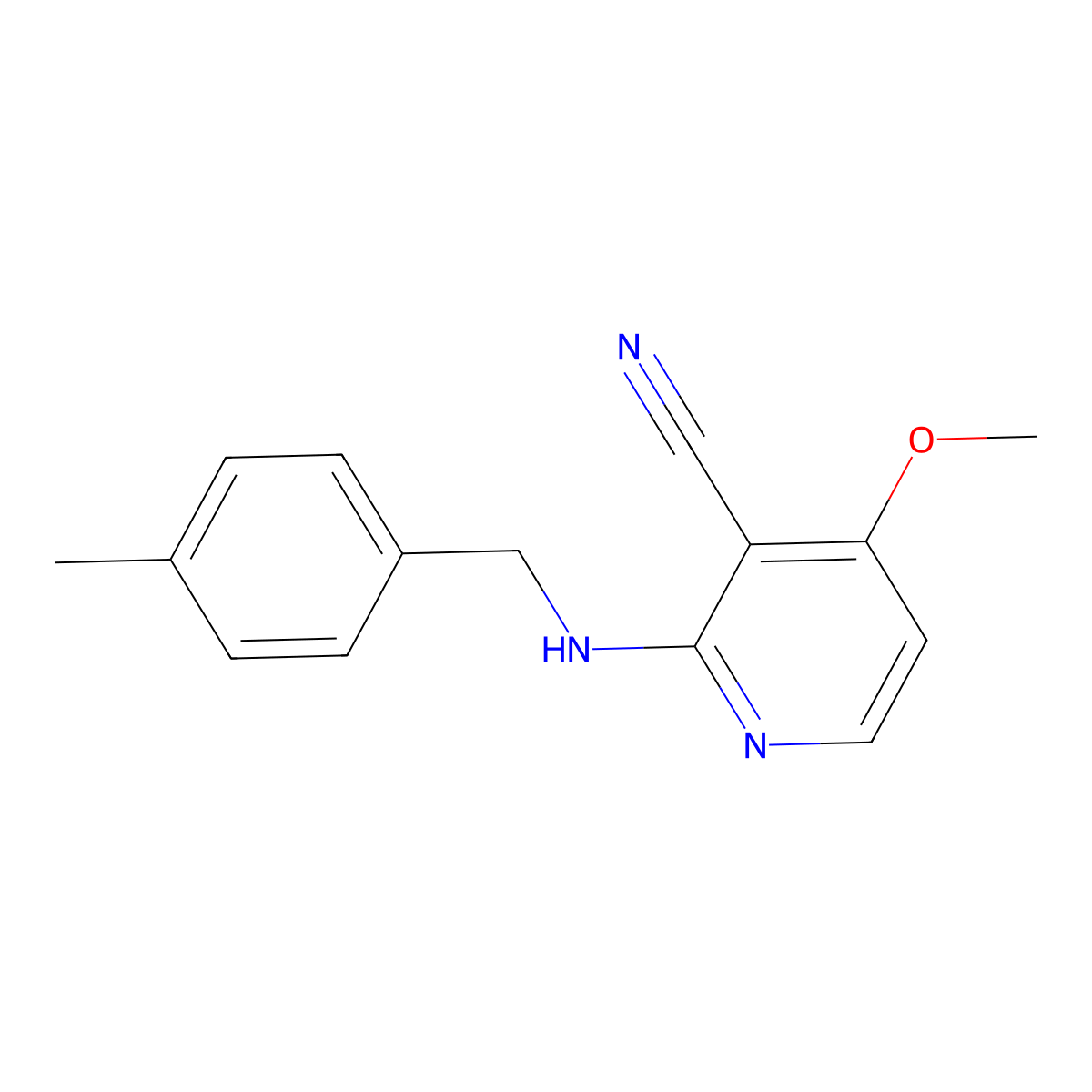 4-Methoxy-2-[(4-methylbenzyl)amino]nicotinonitrile molecular structure, CAS 339102-90-8