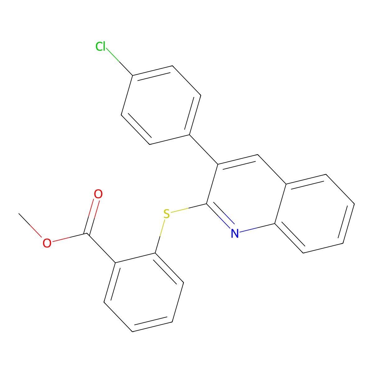 Methyl 2-{[3-(4-chlorophenyl)quinolin-2-yl]sulfanyl}benzoate molecular structure, CAS 339102-97-5