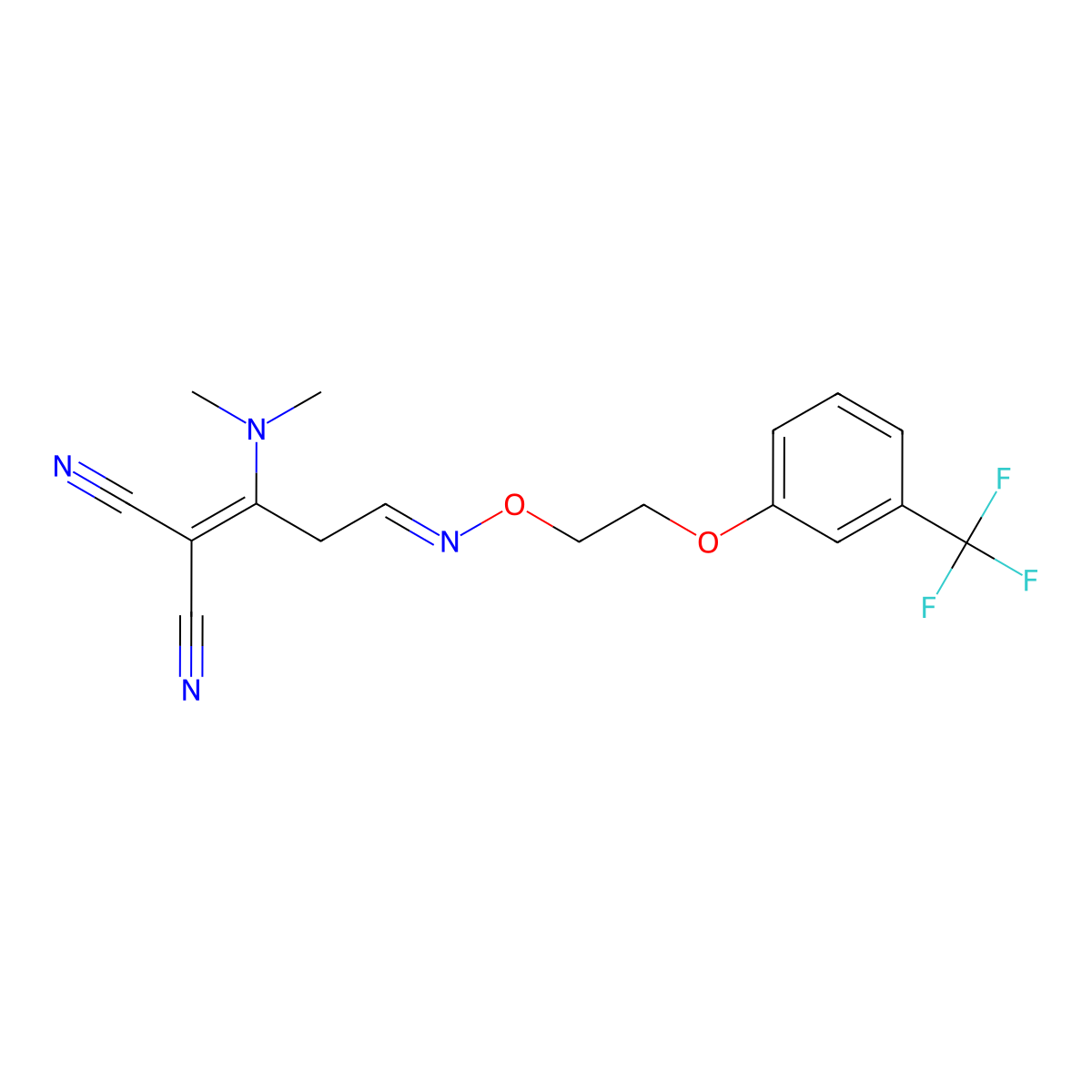 2-[1-(Dimethylamino)-3-({2-[3-(trifluoromethyl)phenoxy]ethoxy}imino)propylidene]malononitrile molecular structure, CAS 339103-02-5