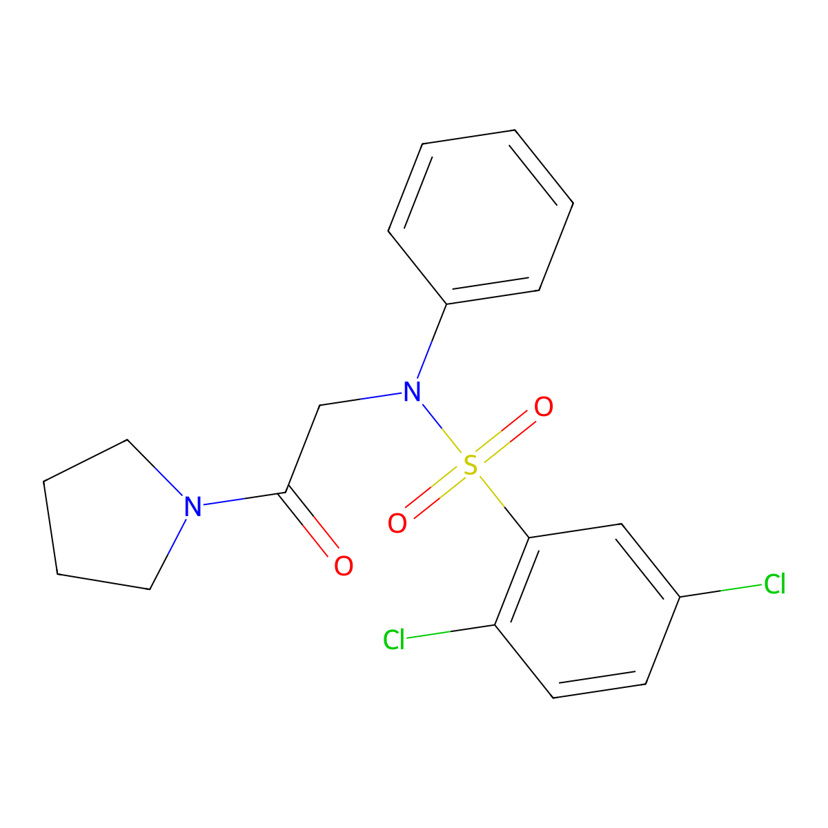 2,5-dichloro-N-[2-oxo-2-(1-pyrrolidinyl)ethyl]-N-phenylbenzenesulfonamide molecular structure, CAS 339103-12-7