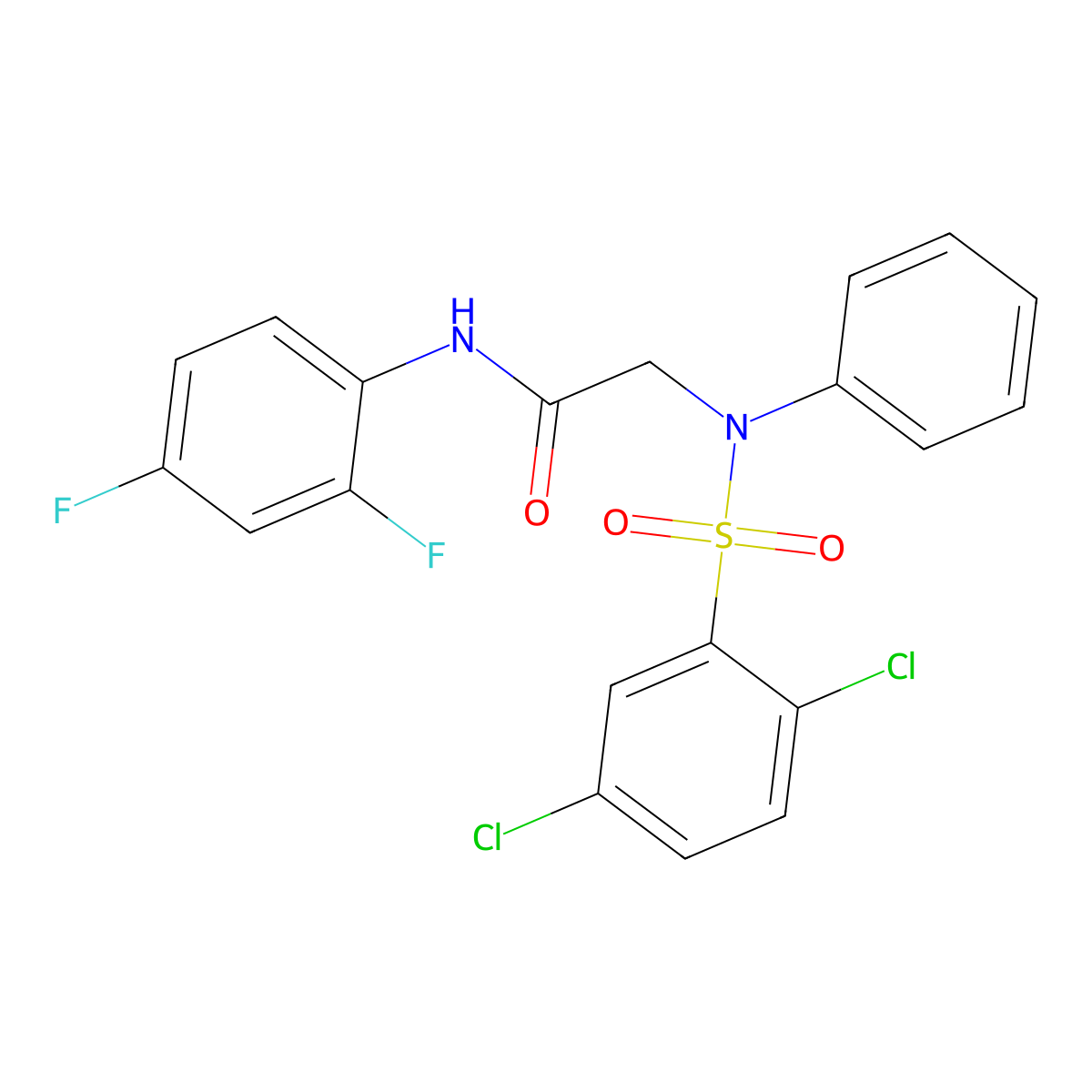 2-{[(2,5-dichlorophenyl)sulfonyl]anilino}-N-(2,4-difluorophenyl)acetamide molecular structure, CAS 339103-14-9