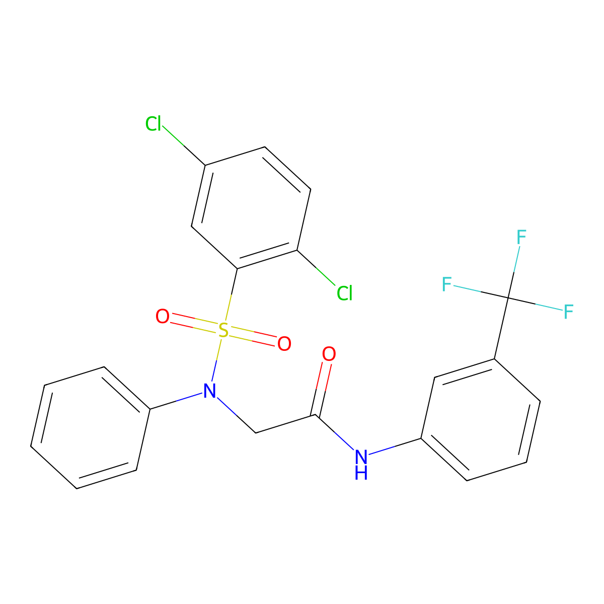 2-{[(2,5-dichlorophenyl)sulfonyl]anilino}-N-[3-(trifluoromethyl)phenyl]acetamide molecular structure, CAS 339103-16-1