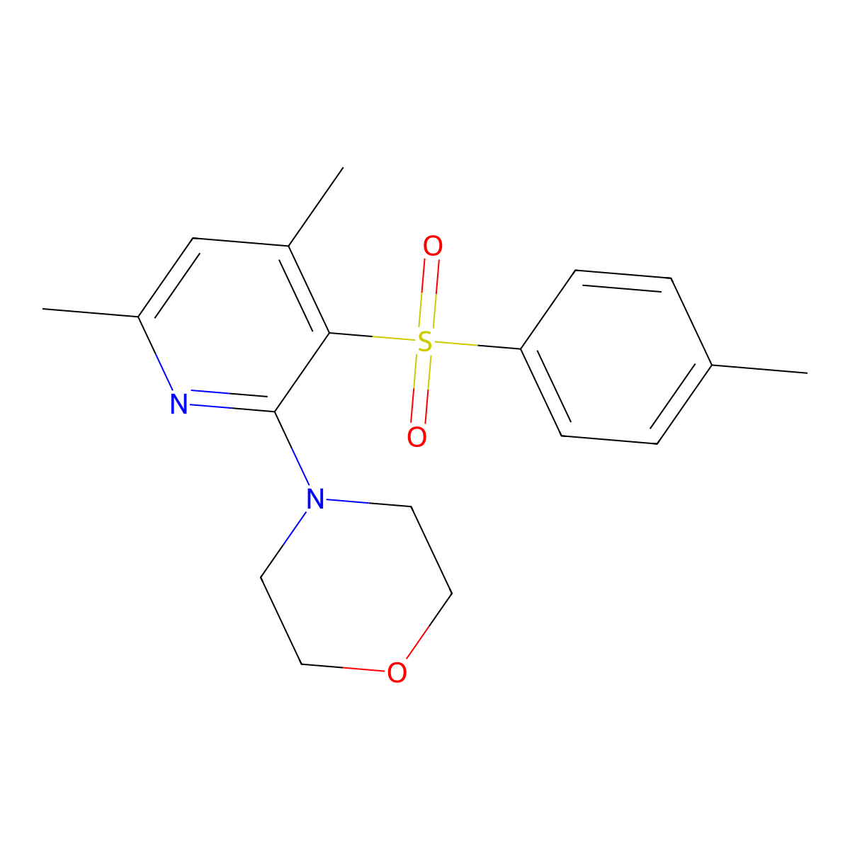 4-{4,6-Dimethyl-3-[(4-methylphenyl)sulfonyl]-2-pyridinyl}morpholine molecular structure, CAS 339103-23-0
