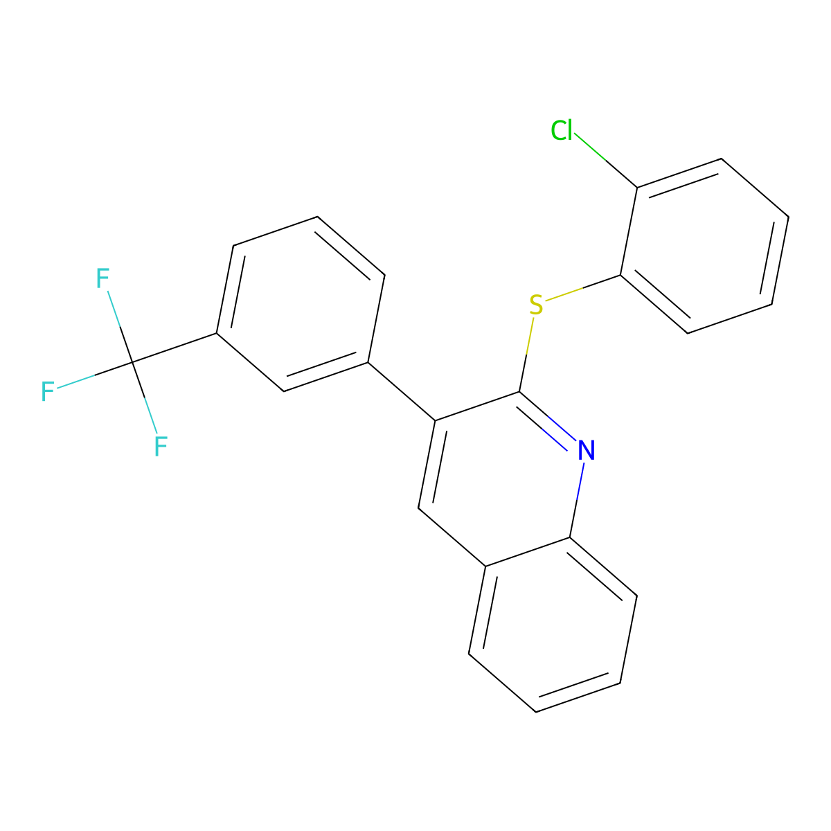 2-[(2-Chlorophenyl)sulfanyl]-3-[3-(trifluoromethyl)phenyl]quinoline molecular structure, CAS 339103-24-1