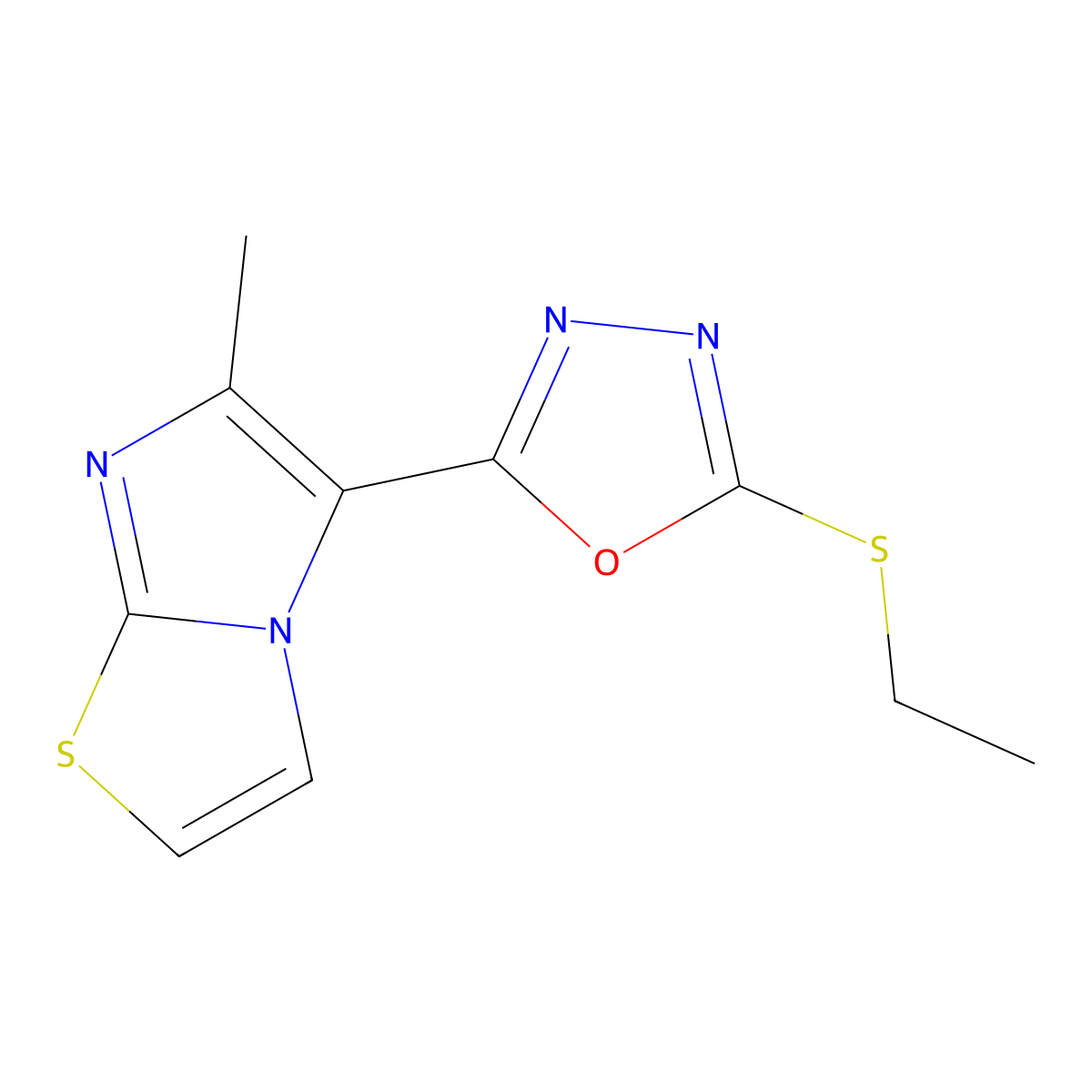 5-[5-(Ethylsulfanyl)-1,3,4-oxadiazol-2-yl]-6-methylimidazo[2,1-b][1,3]thiazole molecular structure, CAS 339103-27-4