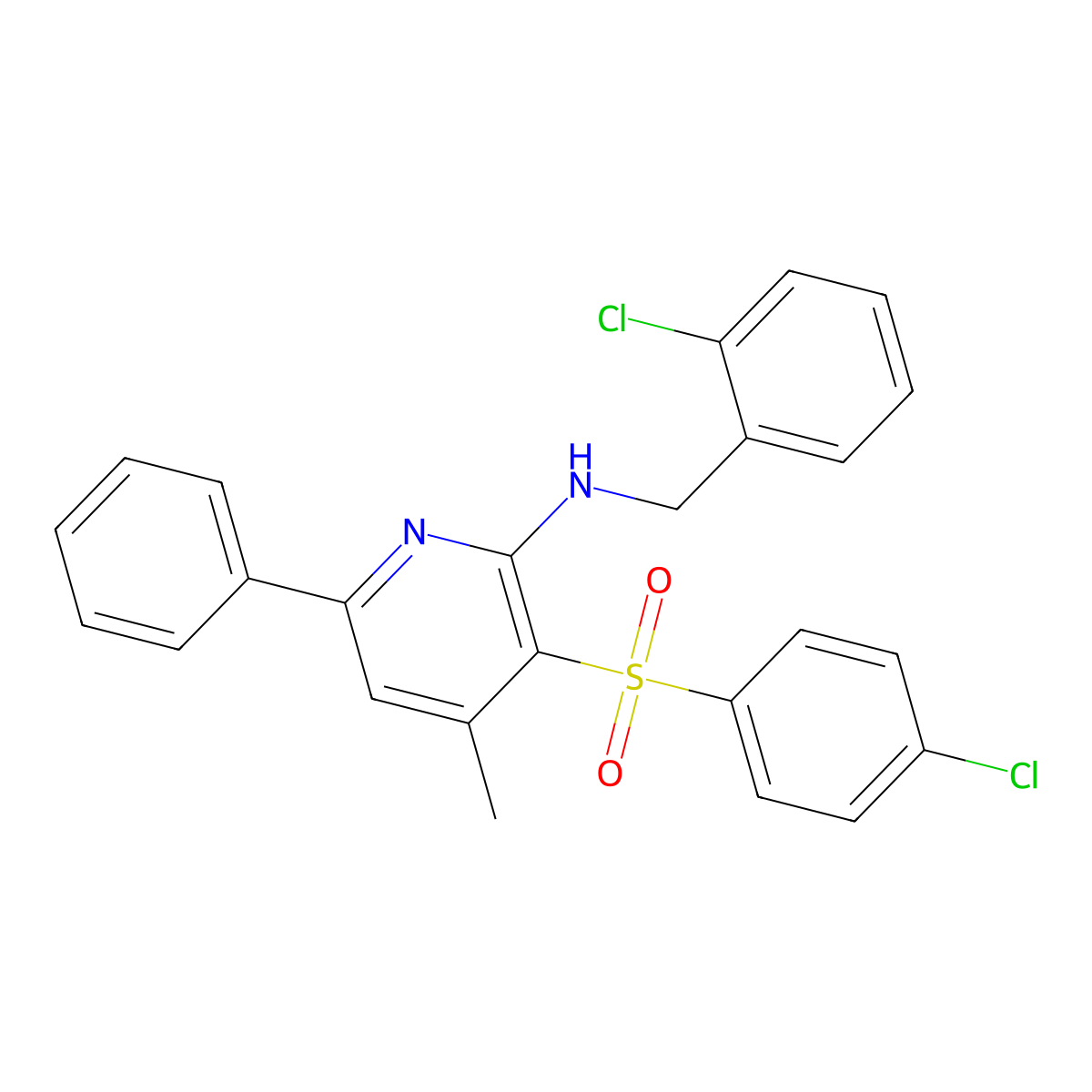 N-(2-chlorobenzyl)-3-[(4-chlorophenyl)sulfonyl]-4-methyl-6-phenyl-2-pyridinamine molecular structure, CAS 339103-42-3