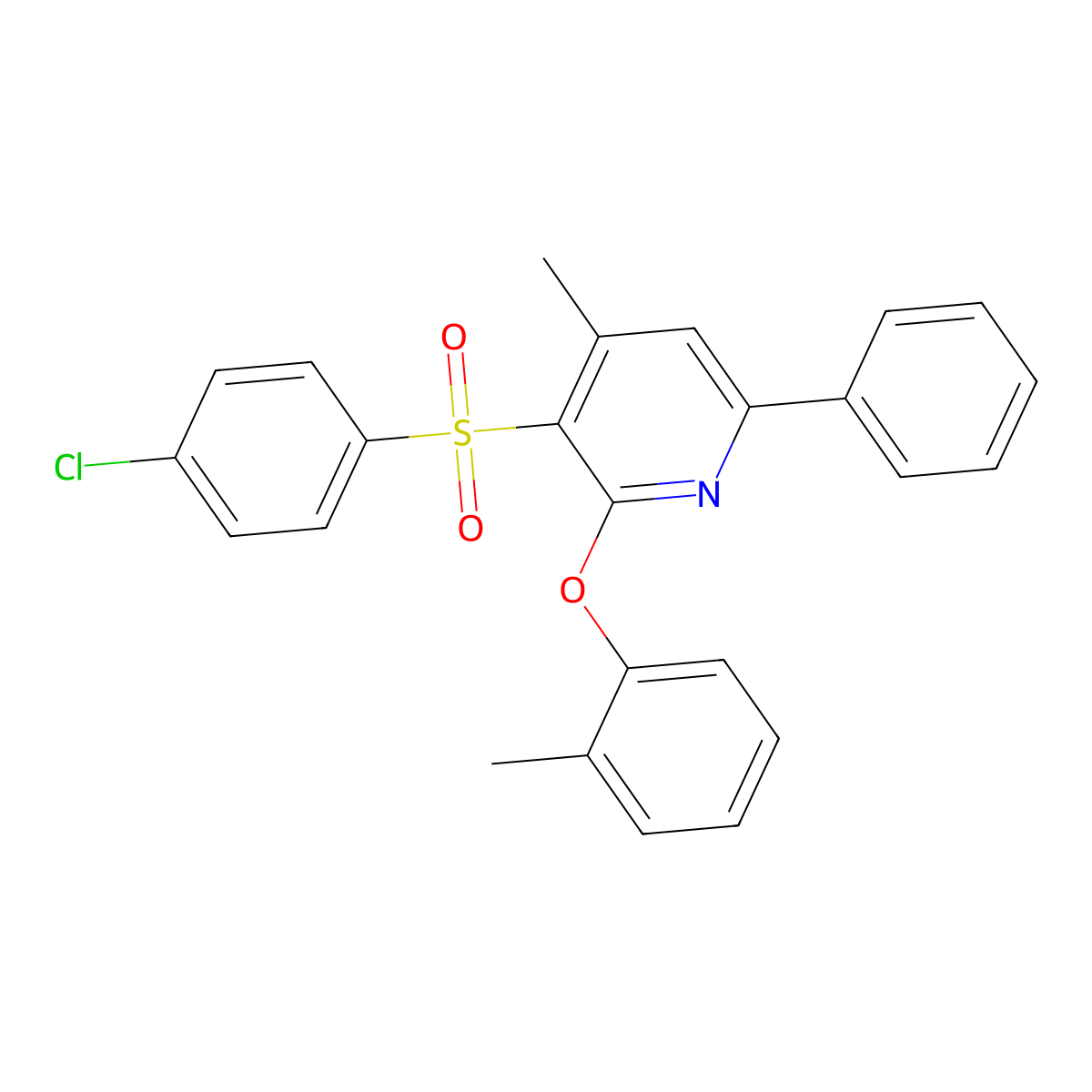 4-Chlorophenyl 4-methyl-2-(2-methylphenoxy)-6-phenyl-3-pyridinyl sulfone molecular structure, CAS 339103-44-5
