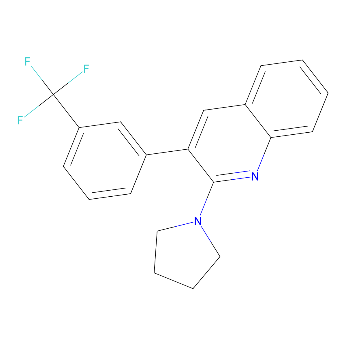 2-(1-Pyrrolidinyl)-3-[3-(trifluoromethyl)phenyl]quinoline molecular structure, CAS 339103-49-0