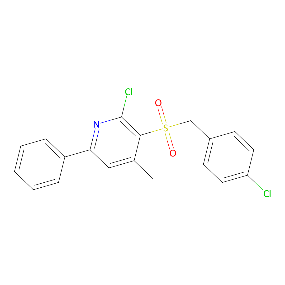 2-Chloro-3-[(4-chlorobenzyl)sulfonyl]-4-methyl-6-phenylpyridine molecular structure, CAS 339103-50-3
