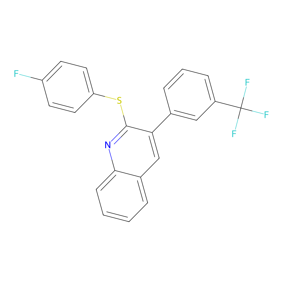 2-(4-Fluorophenyl)sulfanyl-3-[3-(trifluoromethyl)phenyl]quinoline molecular structure, CAS 339103-51-4